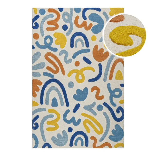 weconhome-kinderteppich-schurwolle-multi-scribble-smart-kids-eckig image 1