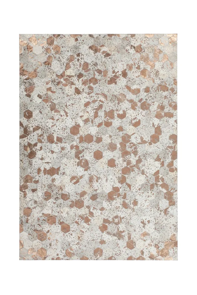 kayoom-teppich-spark-210-lederteppich-mit-metallic-applikationen-handgefertigt image 1