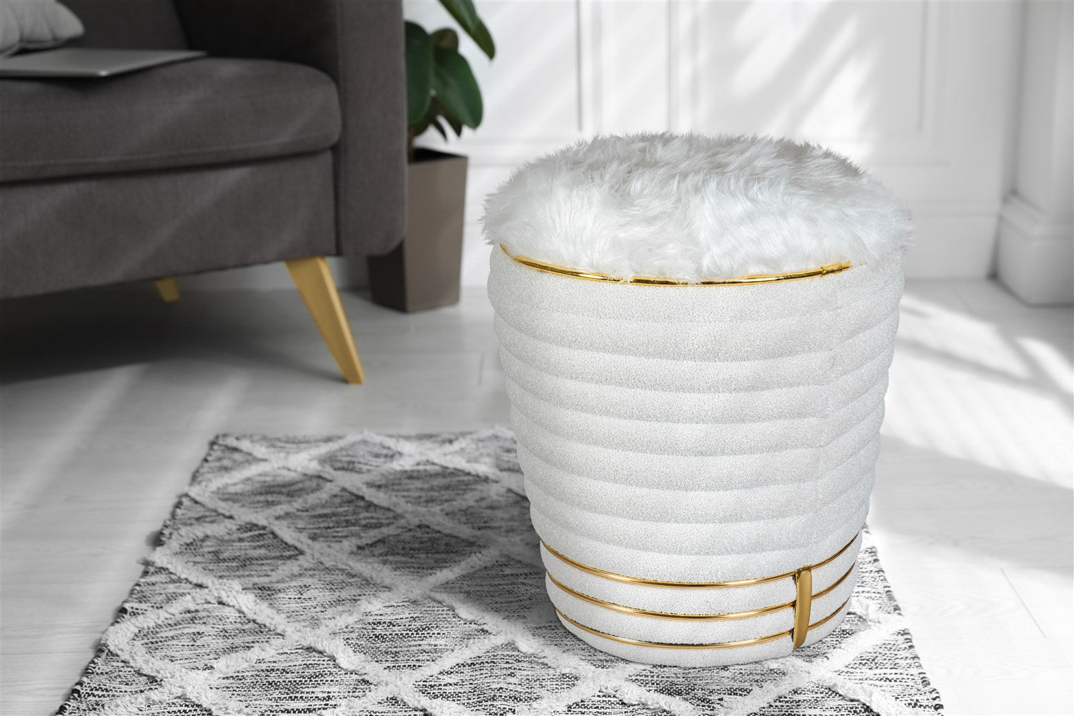 kayoom-hocker-doric-335-stylischer-pouf-mit-konischem-fu-und-steppung image 8
