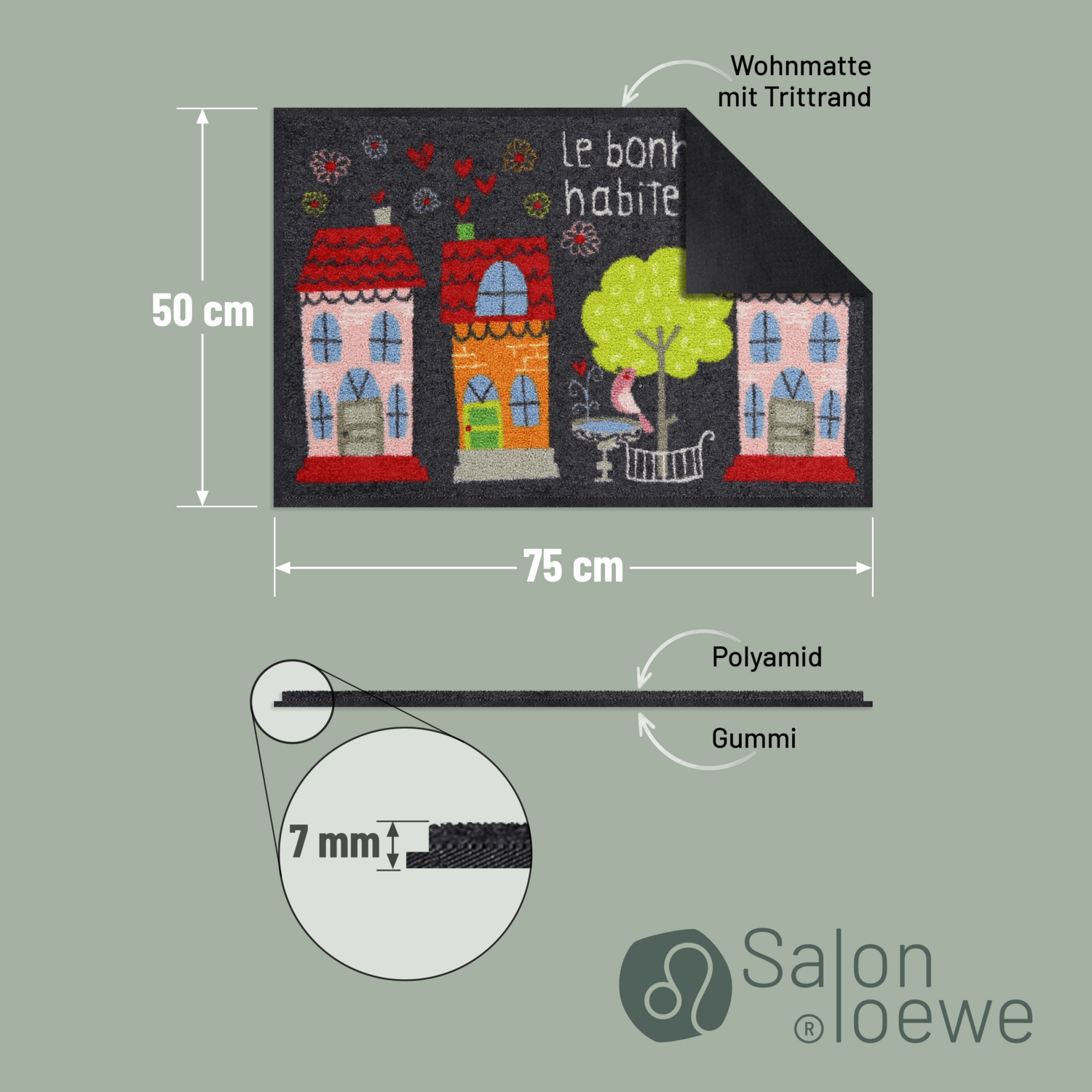 salonloewe-le-bonheur-eingangsmatte-50-x-75-cm-schmutzfangmatte-mit-h-user-und-h image 4