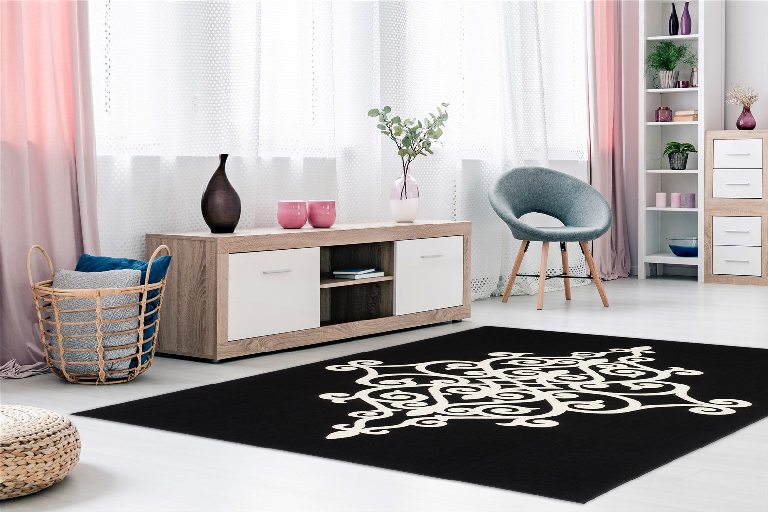 kayoom-manolya-2099-kurzflorteppich-konturenschnitt-im-trenddesign-wei-es-muster image 3