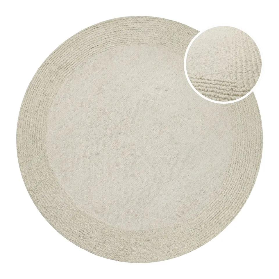 weconhome-hamptons-twentyone-kurzflor-teppich-rund-creme-wei-schurwolle image 1