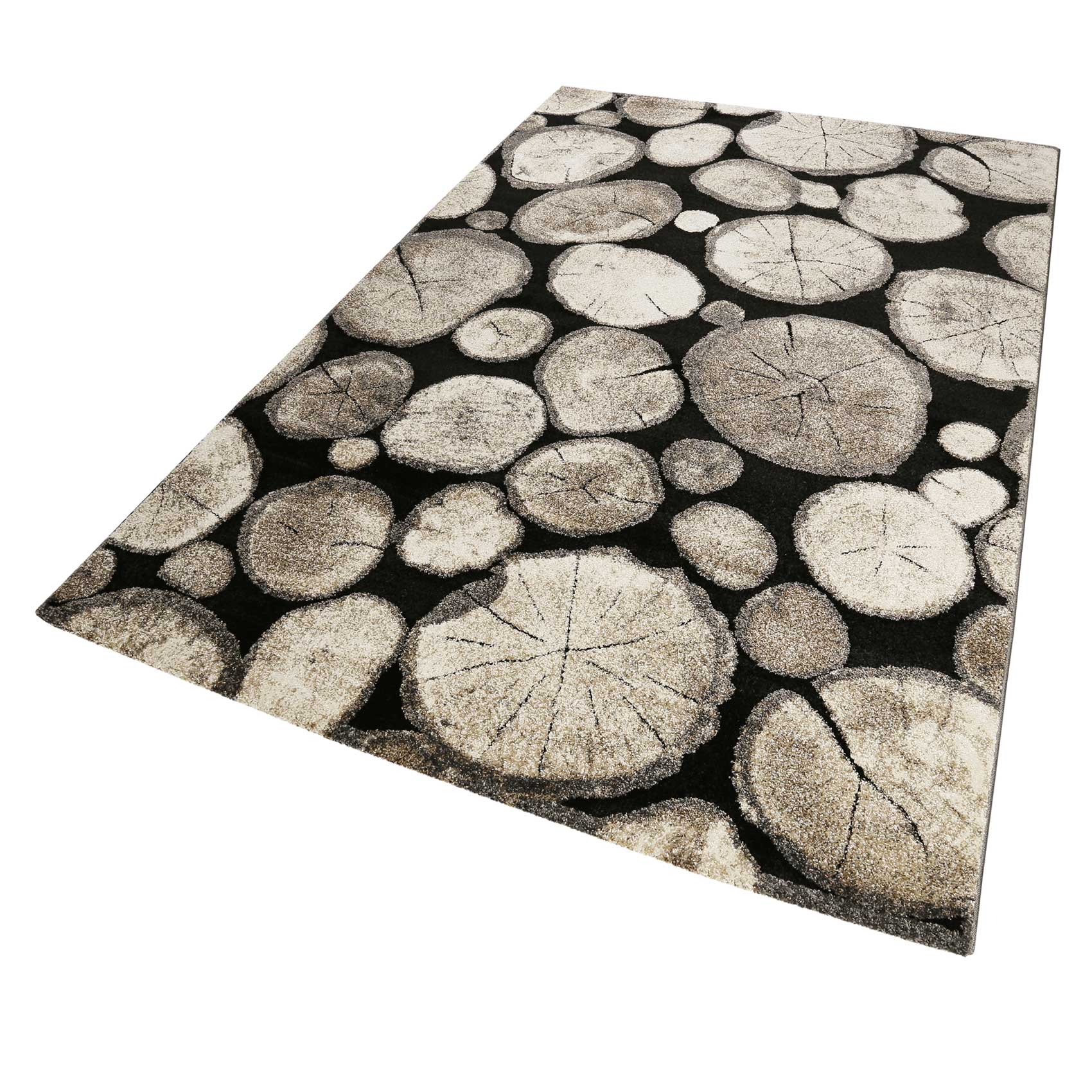 weconhome-kurzflor-webteppich-logs-holzbraun-schwarz-13-mm image 2