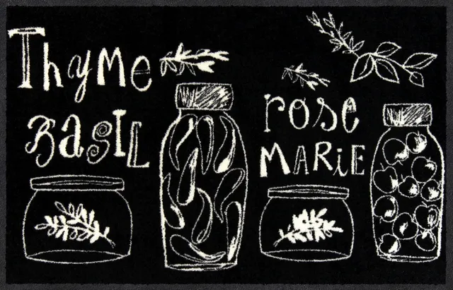 salonloewe-thyme-and-rose-eingangsmatte-45-x-70-cm-kr-utermotiv-in-schwarz-wei image 1