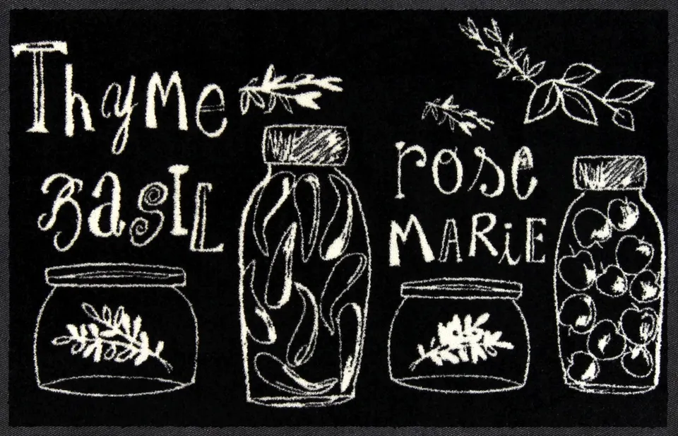 salonloewe-thyme-and-rose-eingangsmatte-45-x-70-cm-kr-utermotiv-in-schwarz-wei image 1