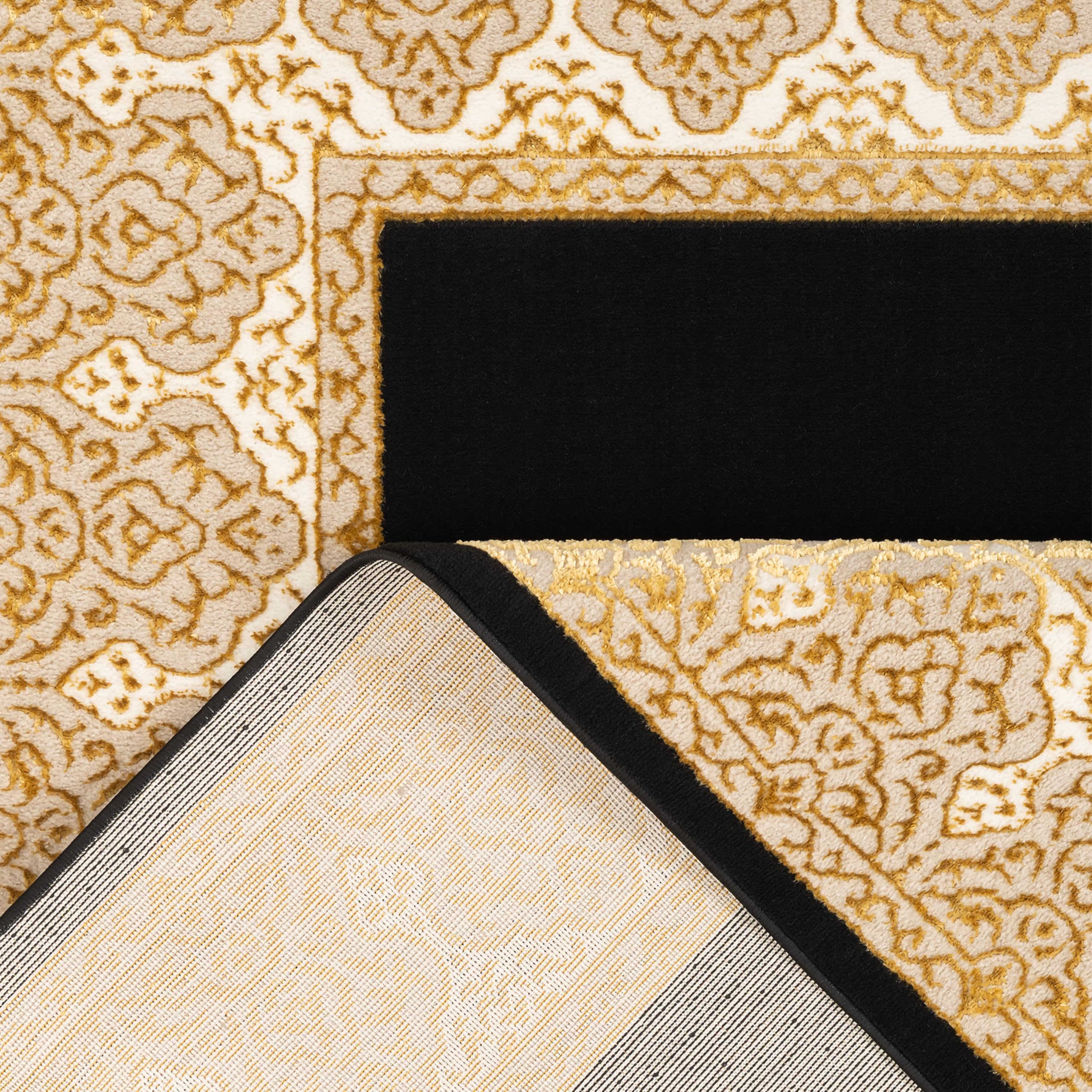 paco-home-teppich-kurzflor-vintage-orientalisch-80x150-cm-schwarz-gold image 4