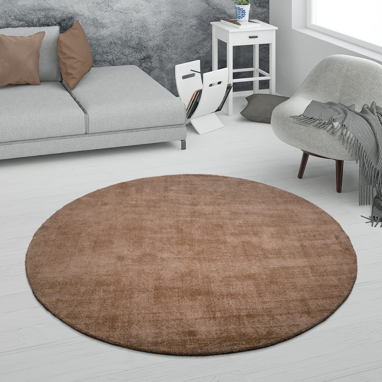 paco-home-kurzflor-teppich-handgewebt-einfarbig-rund-160-cm-anthrazit image 8