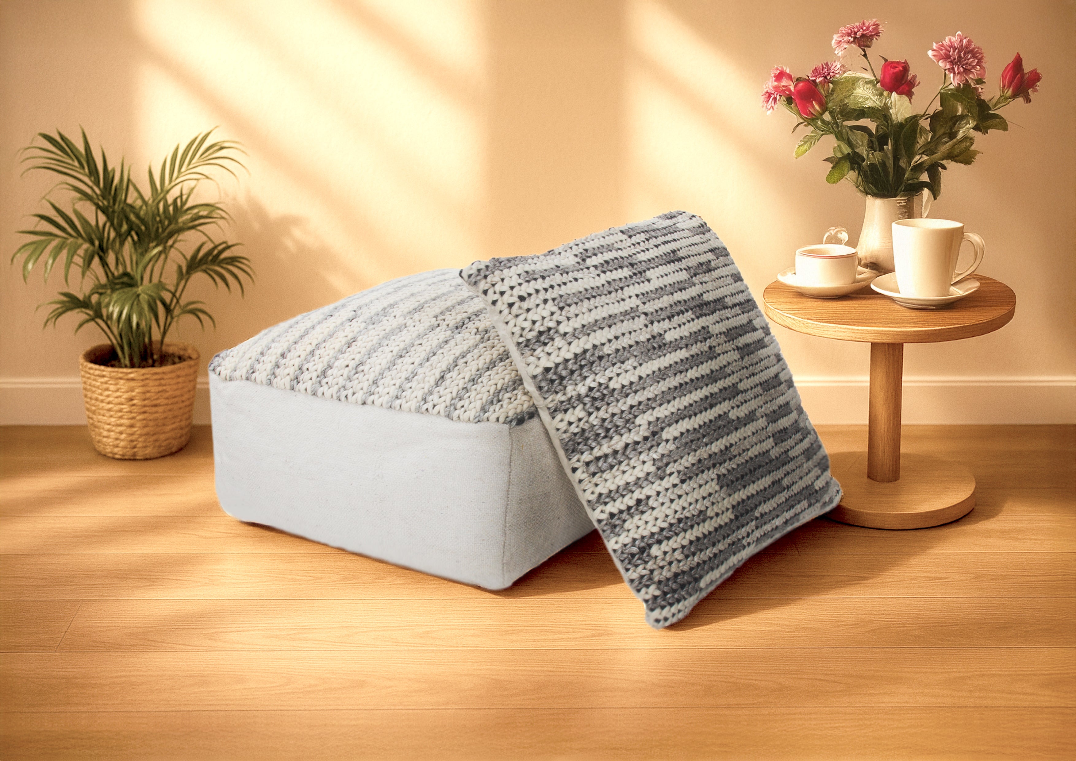 kayoom-shaun-510-sitzkissen-set-handgefertigt-aus-polyester-baumwolle-grau image 3