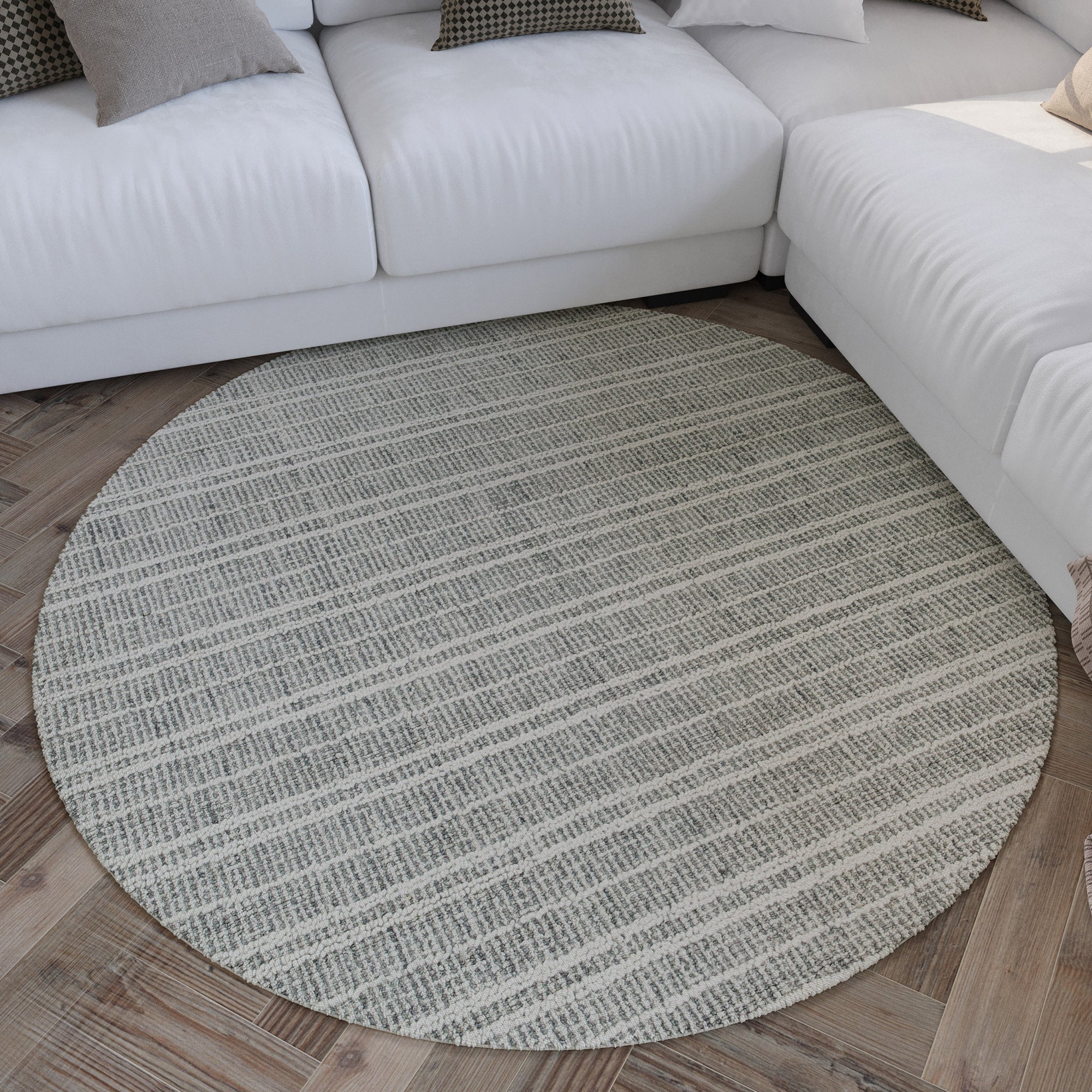 weconhome-hamptons-fortyfive-kurzflor-teppich-rund-grau-aus-schurwolle image 2