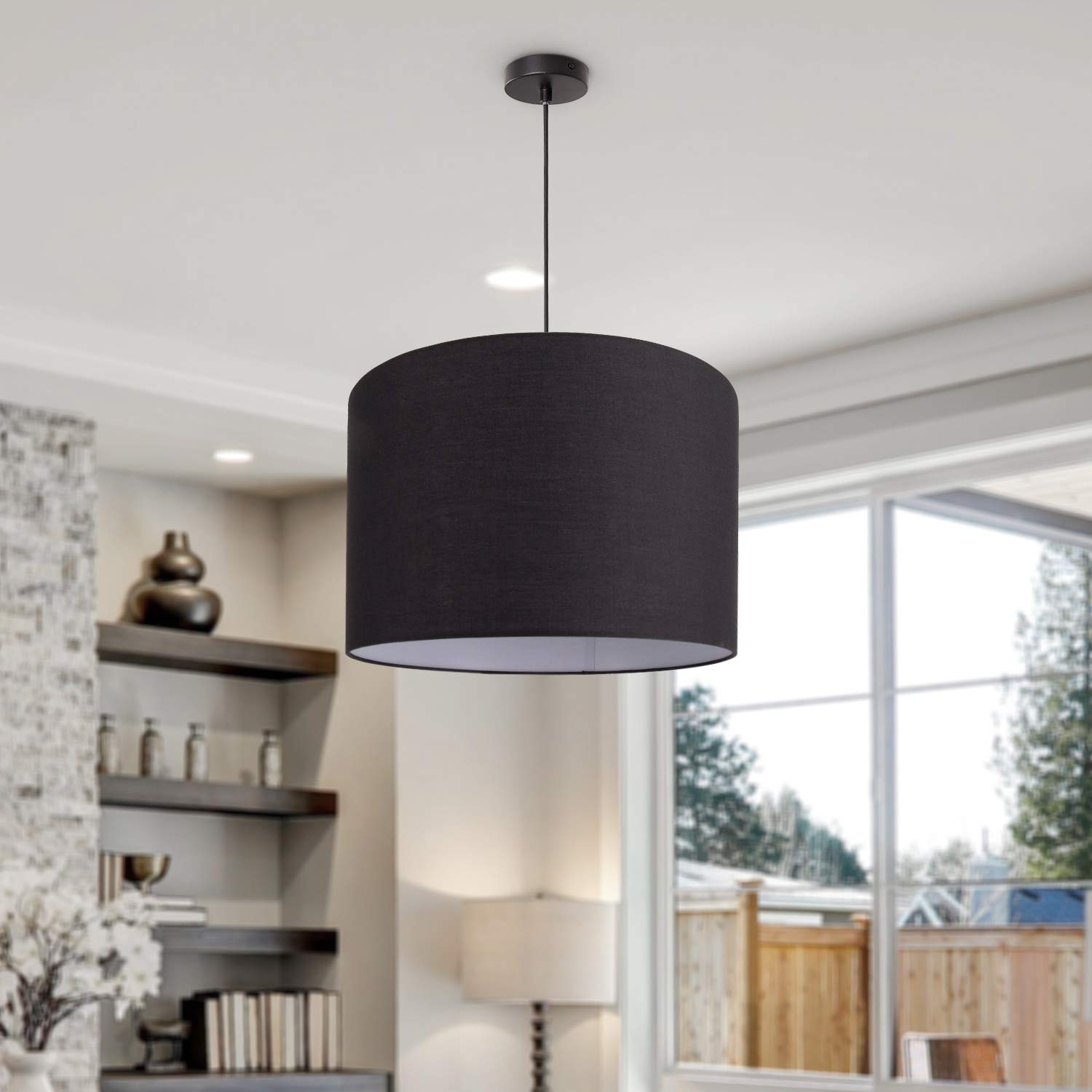 paco-home-pendelleuchte-stoffschirm-e27-38-cm-schwarz-wei image 3