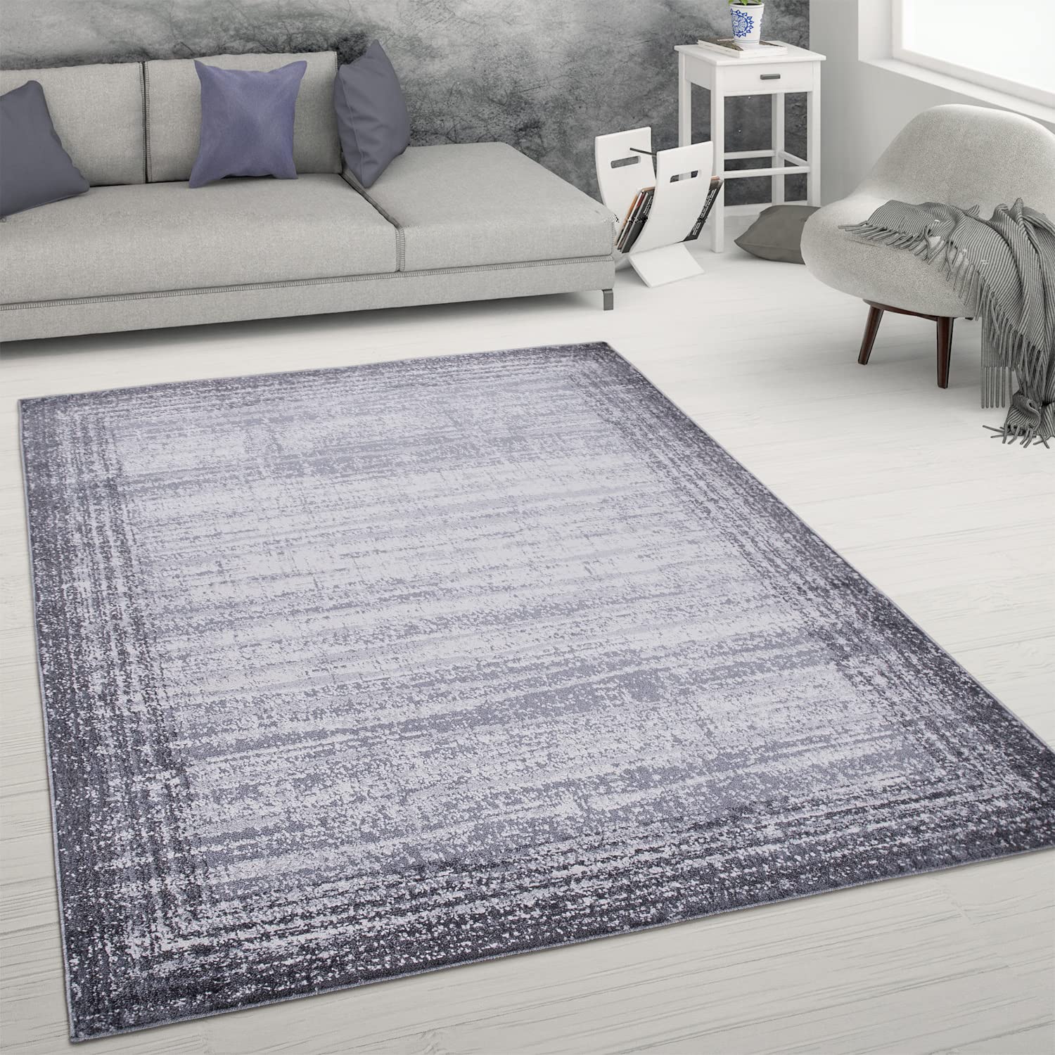 paco-home-kurzflorteppich-used-look-vintage-grau-80x150-cm image 1