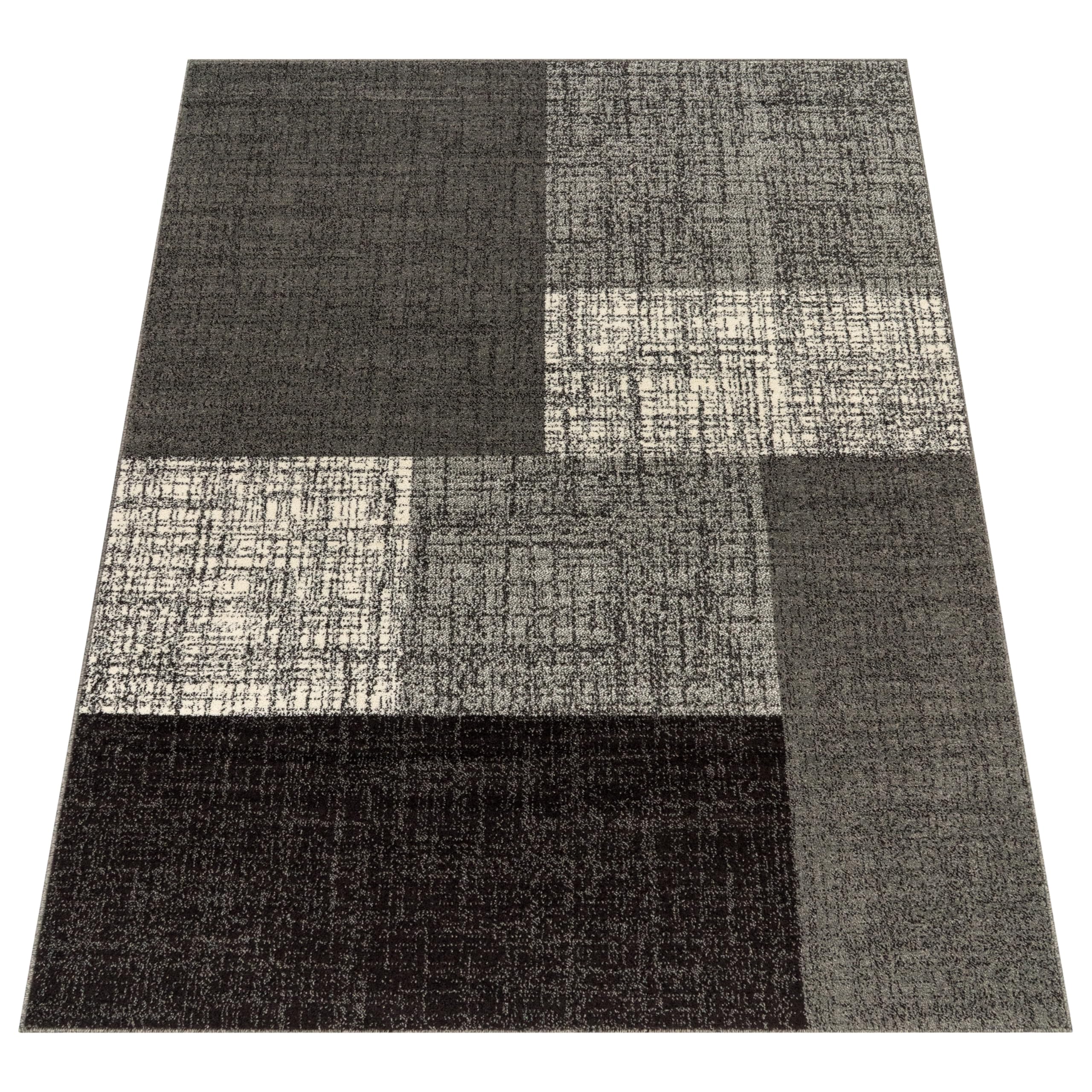 paco-home-designer-teppich-kariert-kurzflor-meliert-140x200-cm-grau-creme-braun image 6