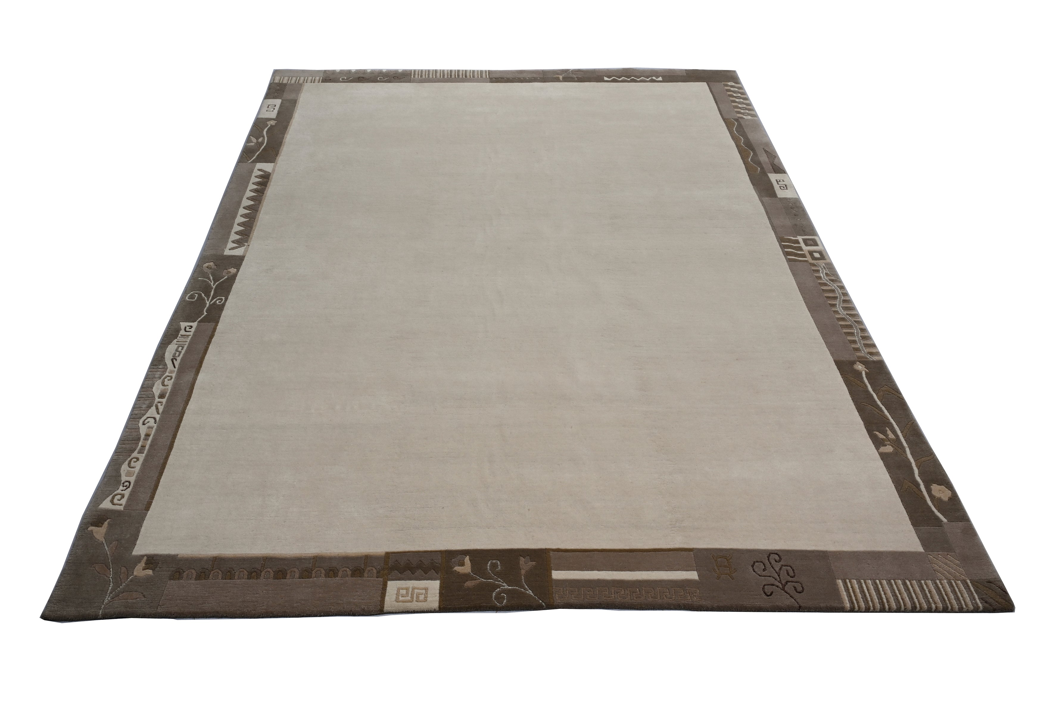 weconhome-handgekn-pfter-tibet-teppich-beige-mit-retro-bord-re-neuwertig-einzels image 5
