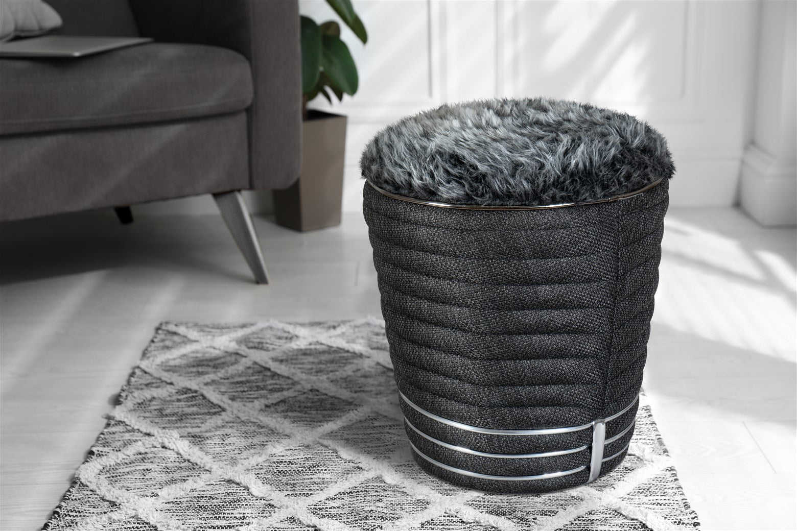 kayoom-hocker-doric-345-stilvoller-pouf-mit-konischem-fu-und-steppung-verschiede image 7