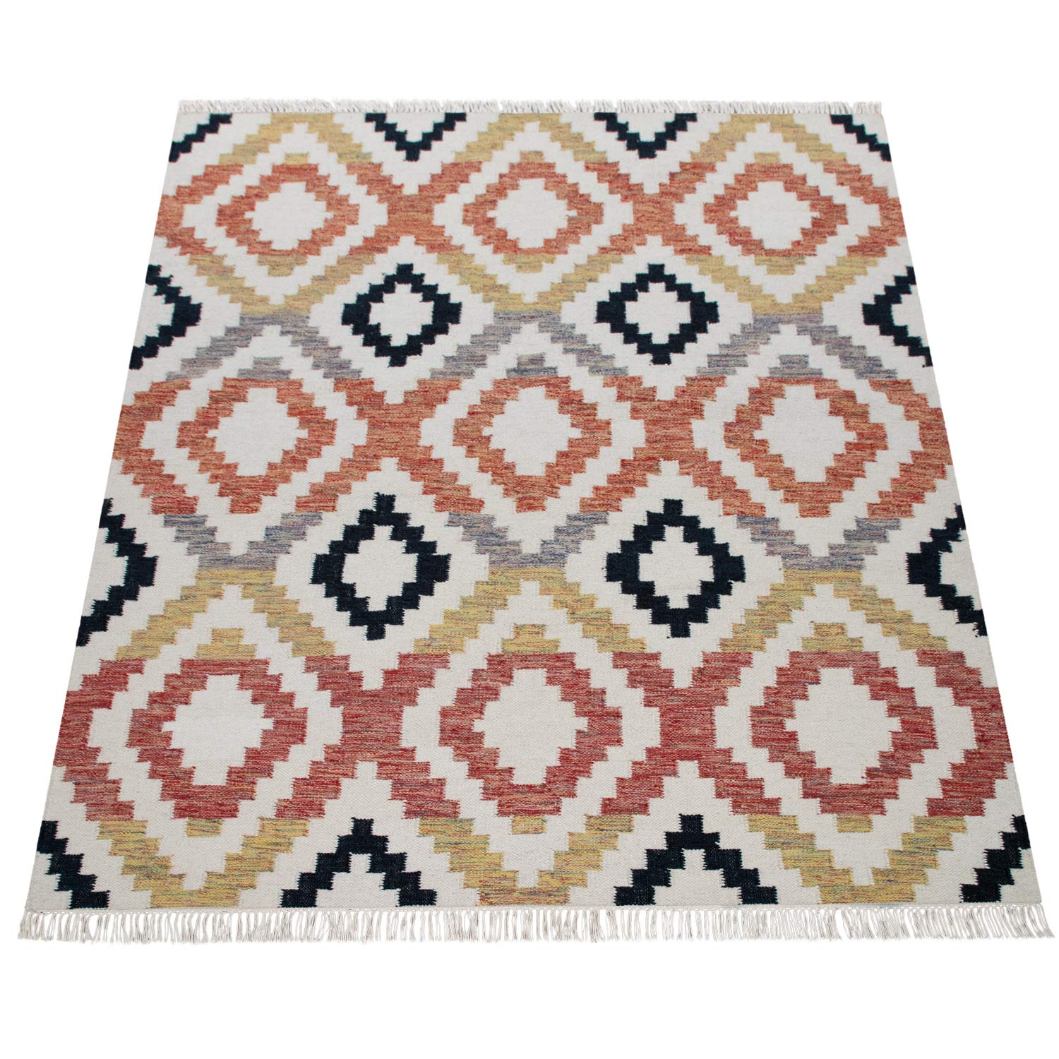 paco-home-skandi-kilim-wolle-rot-schwarz-140x200-cm image 4