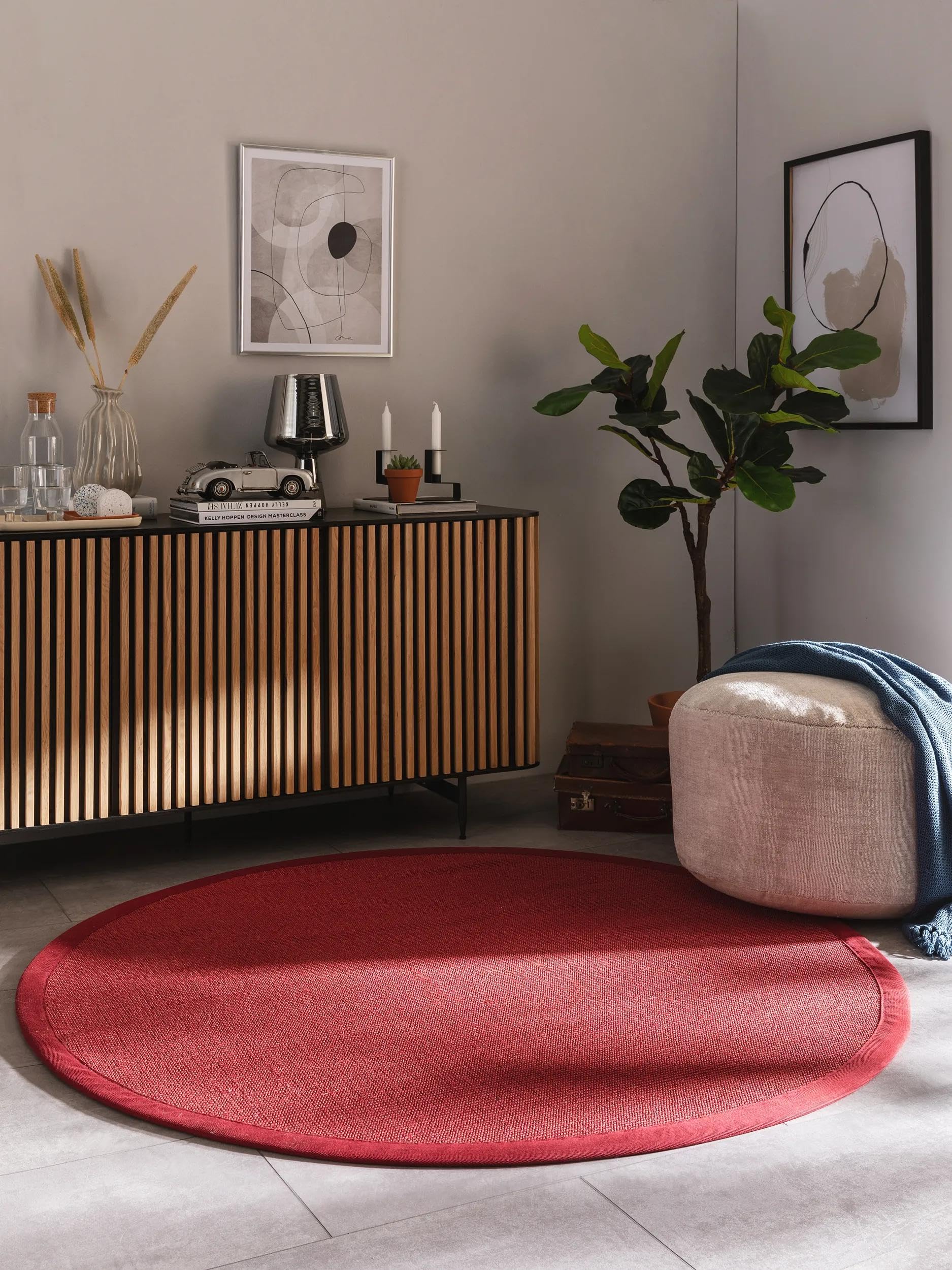 benuta-nest-sana-sisal-naturfaser-teppich-rot-rund-150-cm image 1