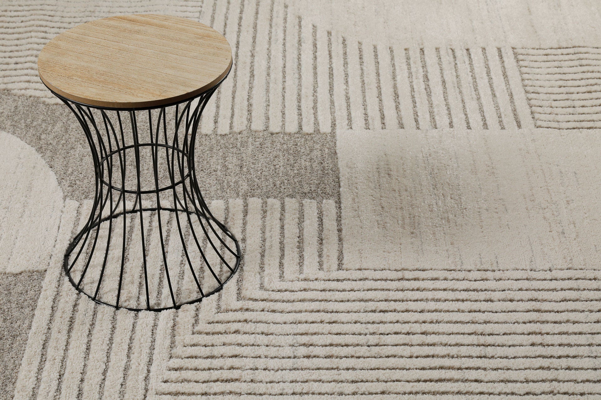 weconhome-kurzflor-teppich-mats-creme-beige-retro image 8