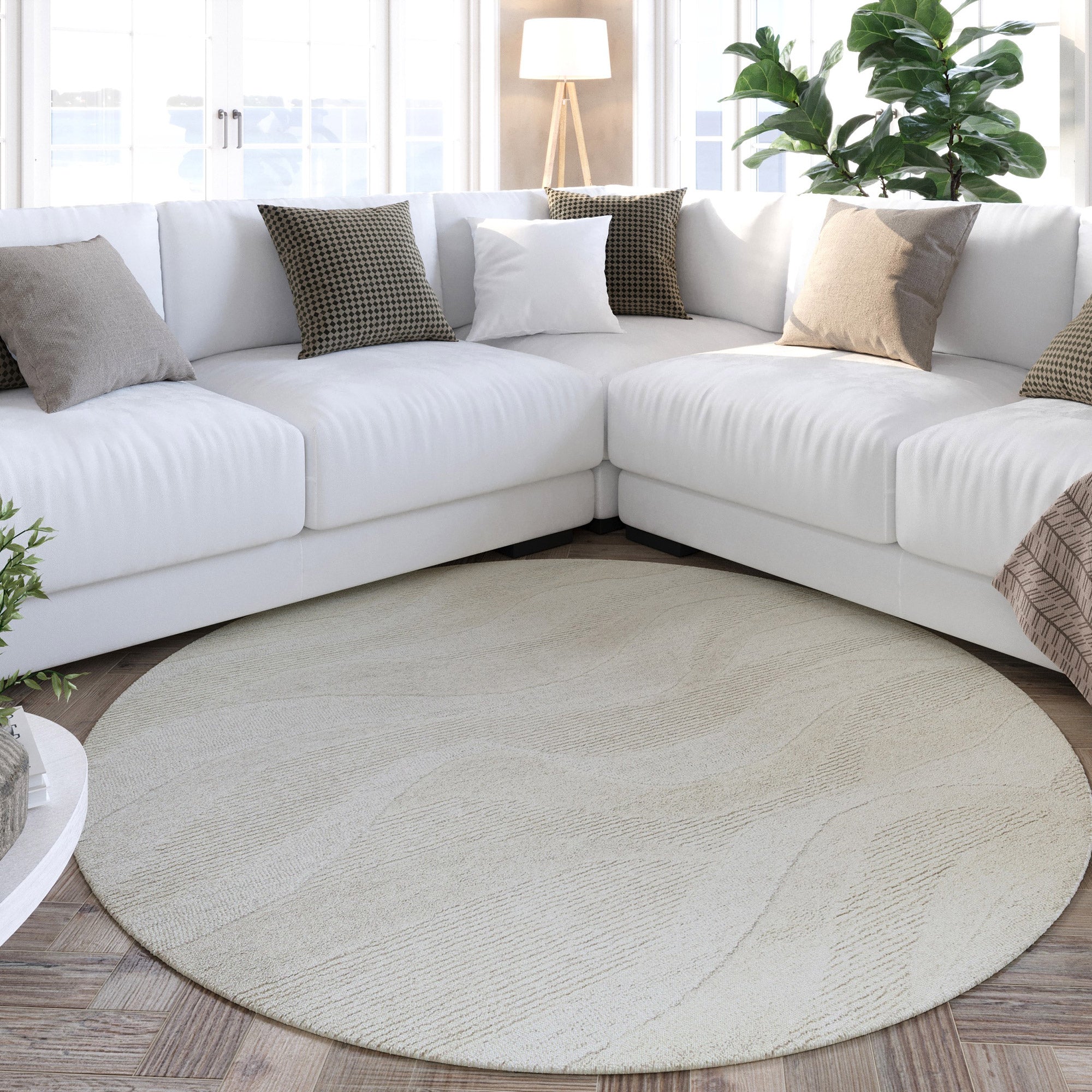 weconhome-kurzflor-teppich-rund-creme-wei-meliert-schurwolle-hamptons-thirtyfour image 4