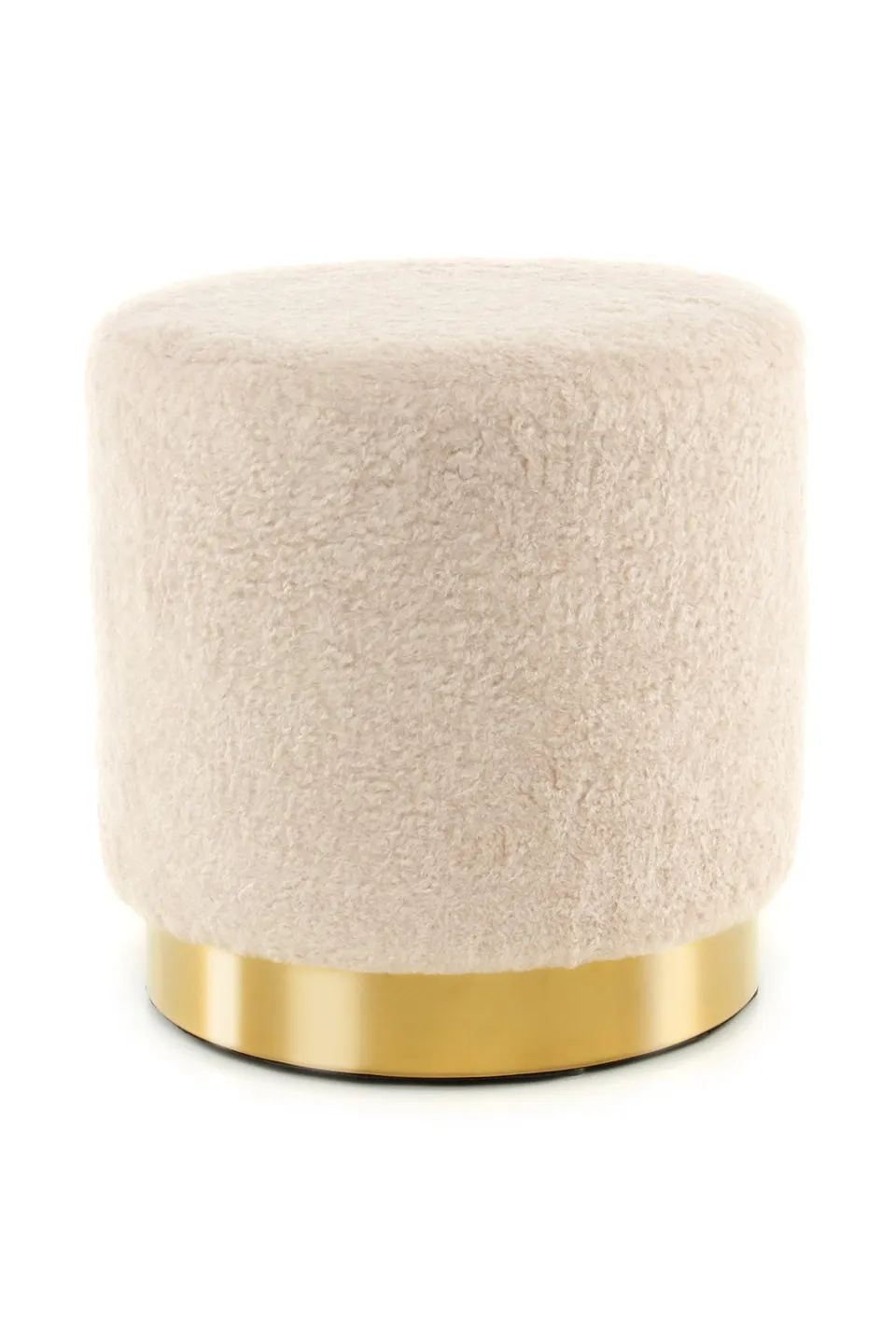 kayoom-hocker-gipsy-425-runder-sitzpouf-mit-fellbezug-und-metallfu image 1