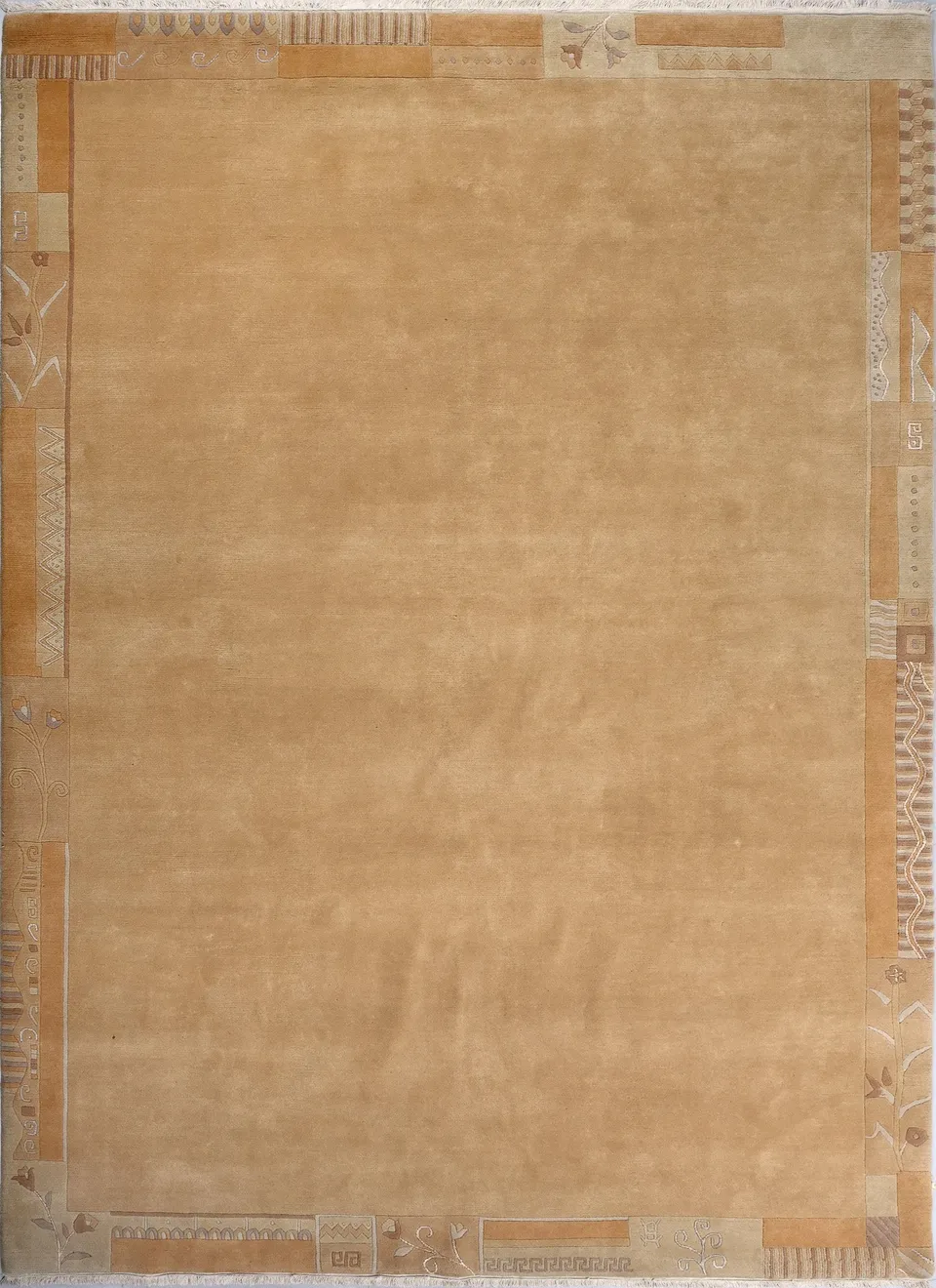weconhome-handgekn-pfter-tibetischer-teppich-in-warmem-beige-mit-retro-bord-re-n image 1