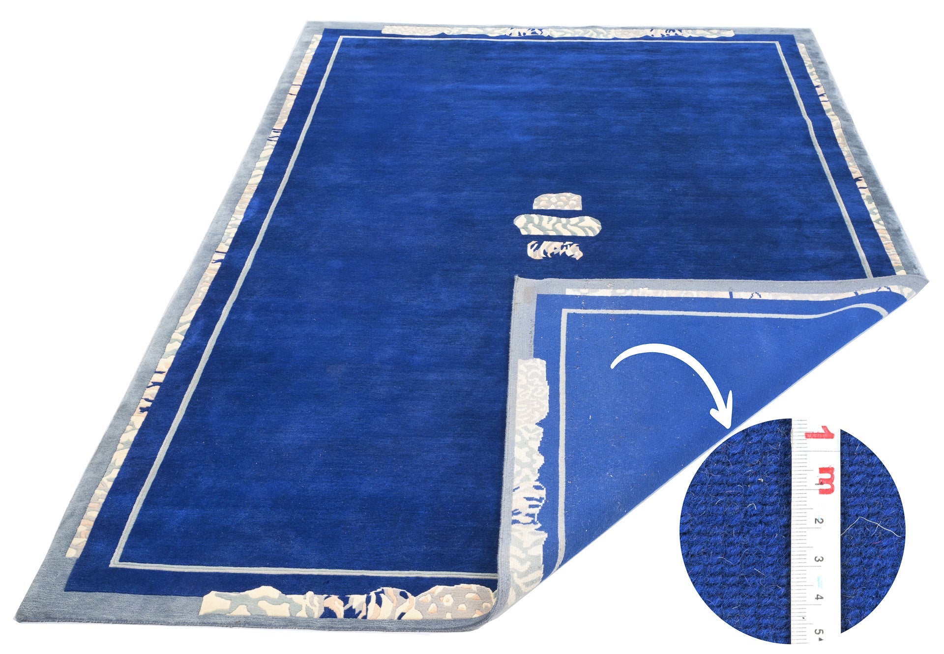 weconhome-handgekn-ptpfer-tibeter-teppich-blau-retro-bord-re image 2