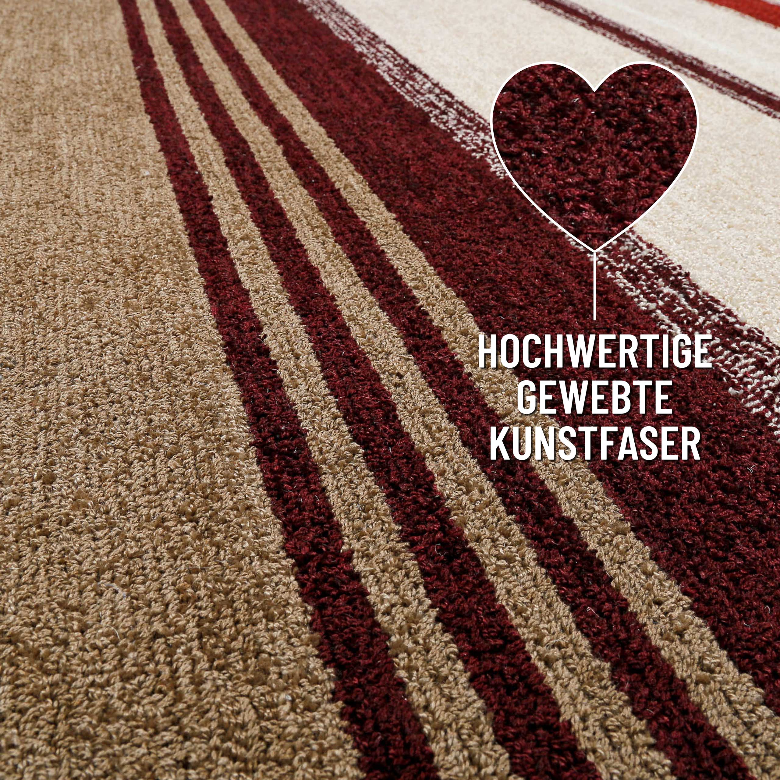 weconhome-petrol-kurzflorteppich-beige-multi-gestreift image 5