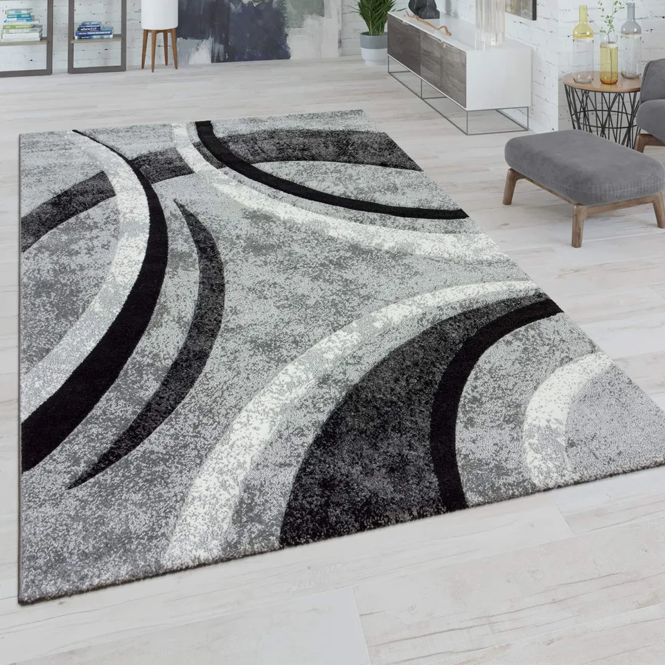 paco-home-kurzflor-teppich-160x230-cm-grau-vintage-3d-konturenschnitt image 1