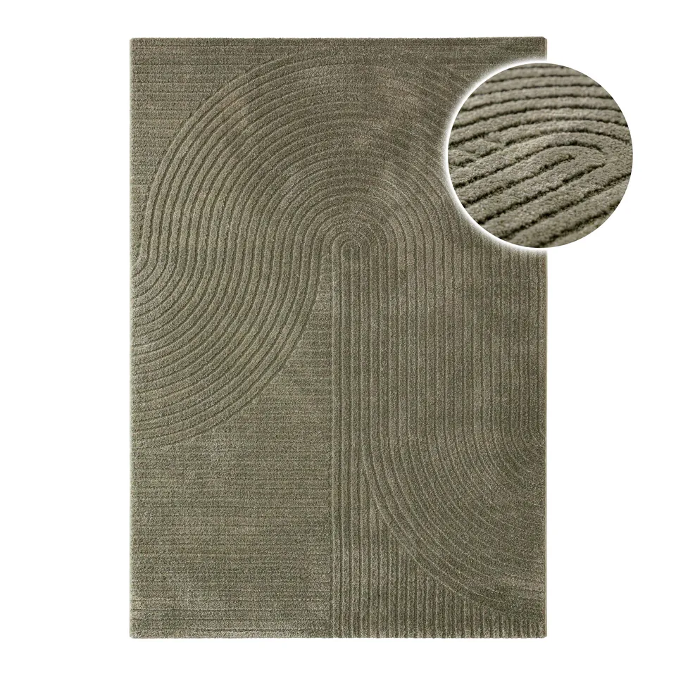 weconhome-kurzflorteppich-bolen-oliv-gr-n-3d-grafikmuster-jute-r-cken-14-mm-flor image 1