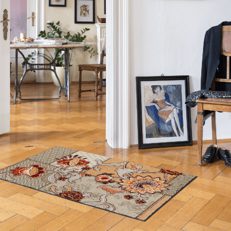 salonloewe-bohemian-patch-taupe-schmutzfangmatte-75-x-120-cm-floraler-vintage-lo image 2