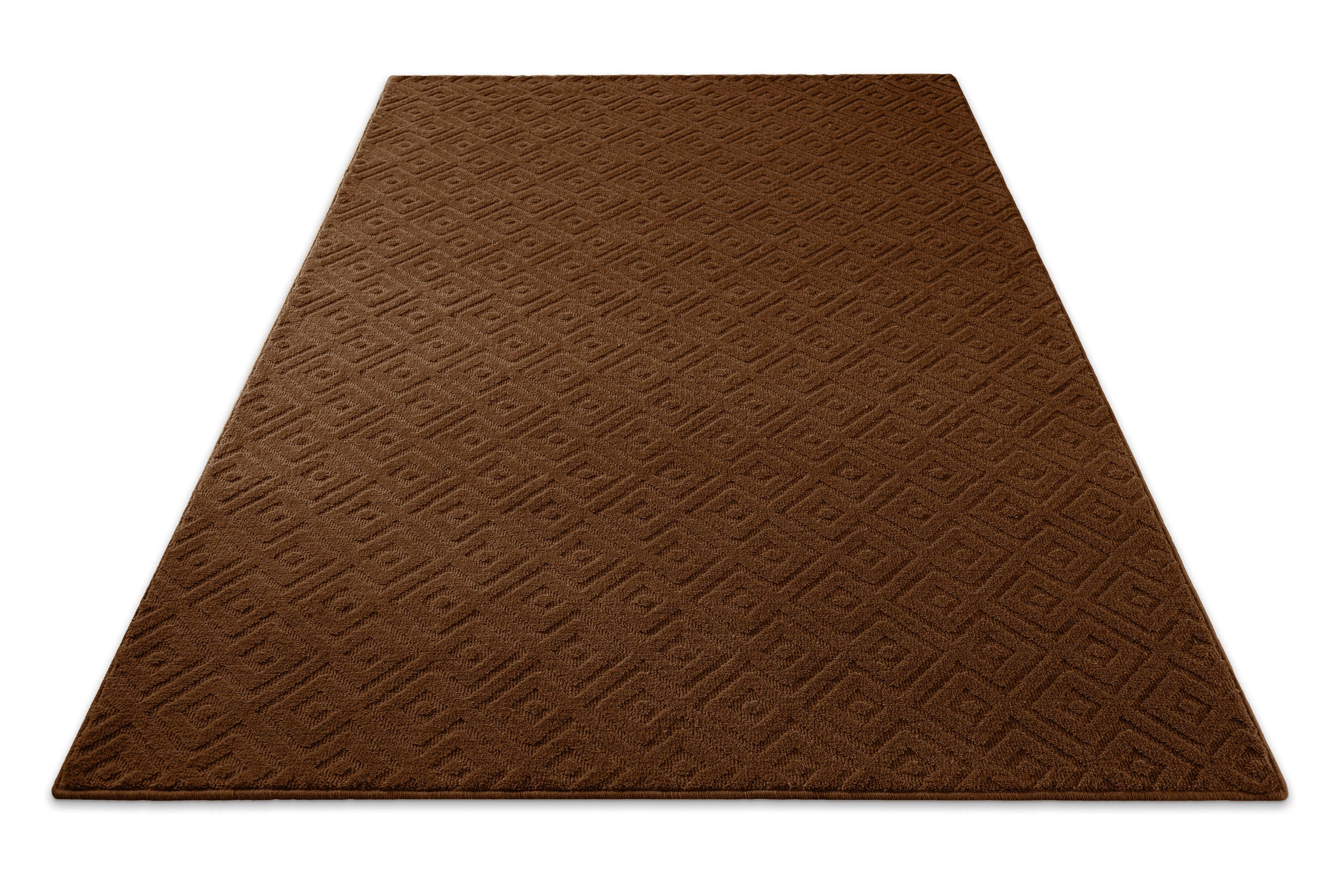 weconhome-castello-two-kurzflor-teppich-braun-schurwolle-rauten image 3