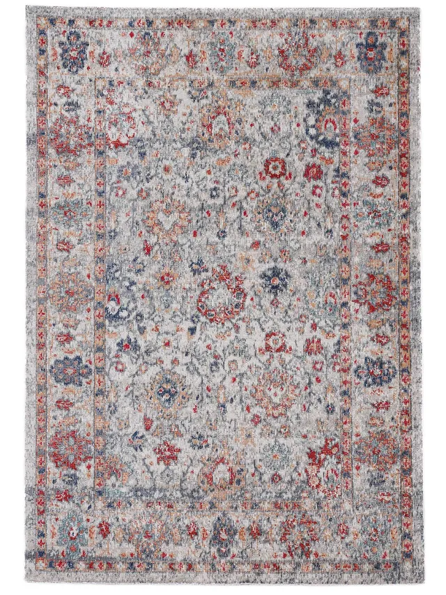carpetfine-flachgewebeteppich-flori-hellgrau-120x170-cm-moderner-vintage-look-te image 1