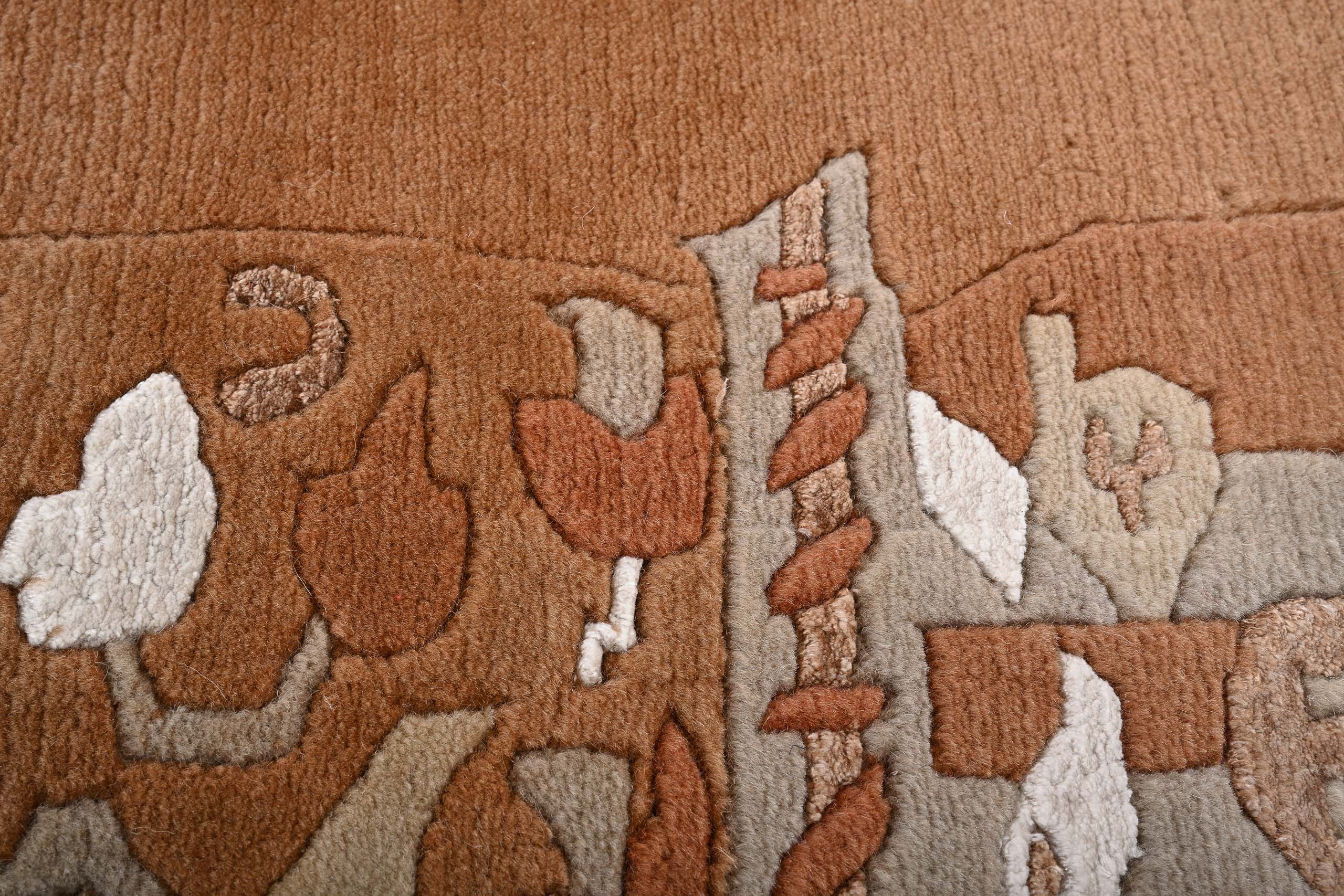 weconhome-handgekn-pfter-tibeter-teppich-rot-terracotta-mit-retro-bord-re-wolle- image 4