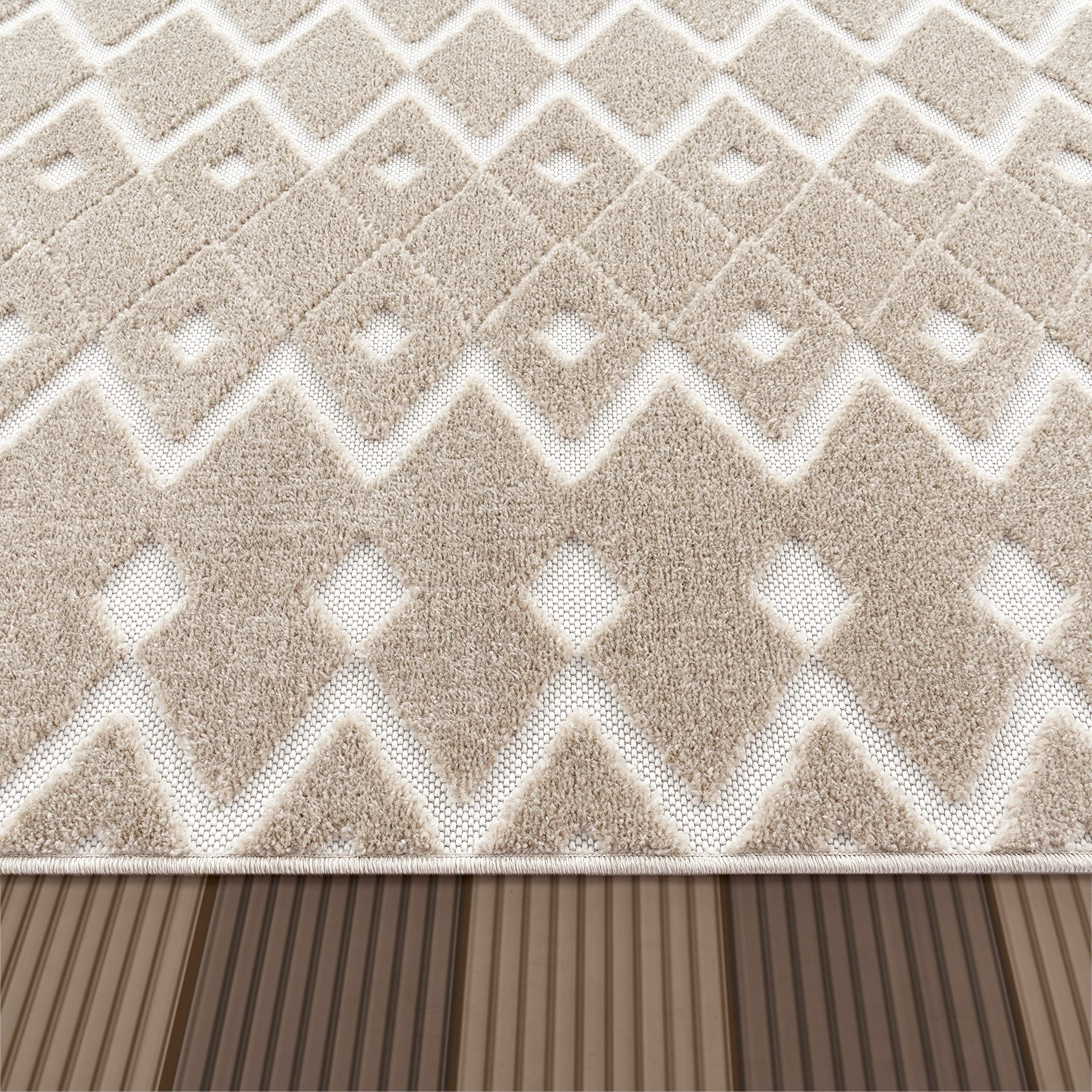 paco-home-outdoor-teppich-wetterfest-rund-160-cm-boho-3d-optik-beige-creme-100-p image 2