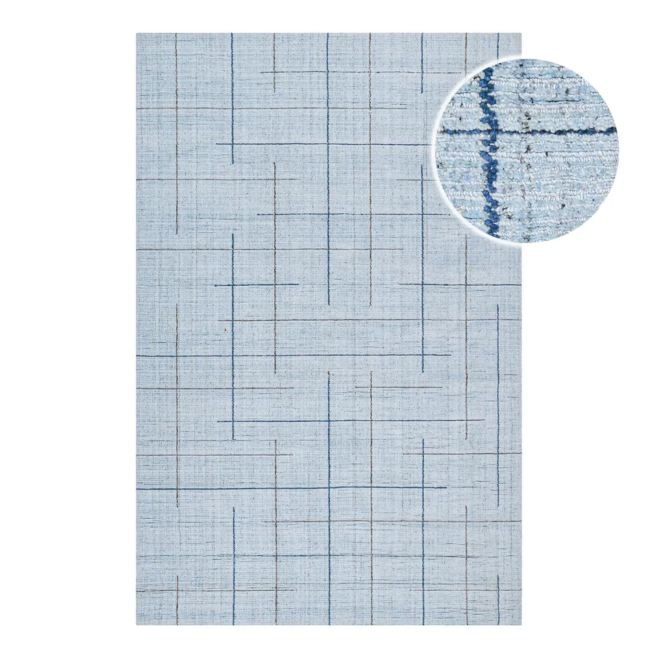 weconhome-milly-kurzflor-teppich-licht-blau-handgewebt image 1