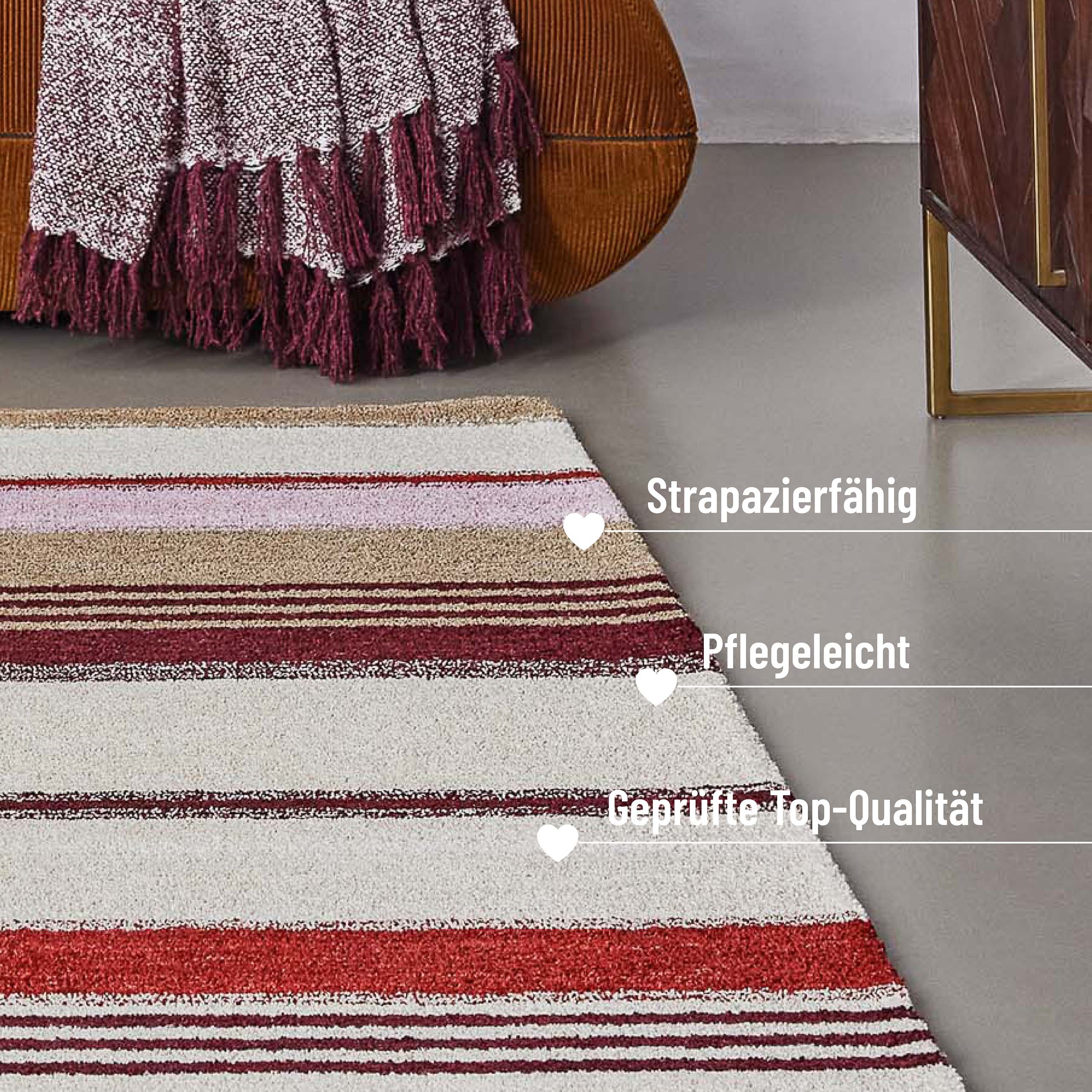 weconhome-petrol-kurzflorteppich-beige-multi-gestreift image 6