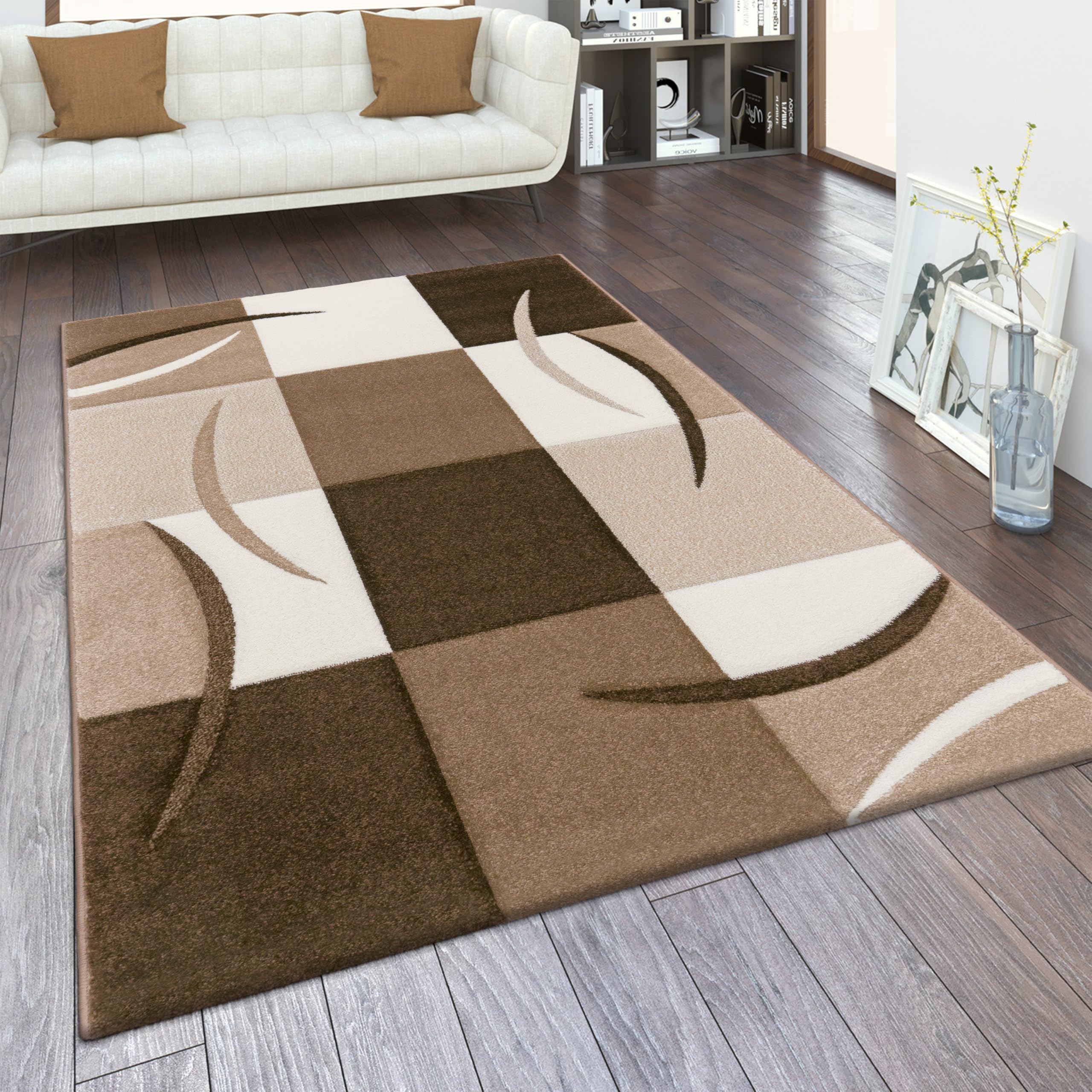 paco-home-metro-kurzflor-teppich-80x150-cm-t-rkis-geometrisch-kariert-meliert image 6