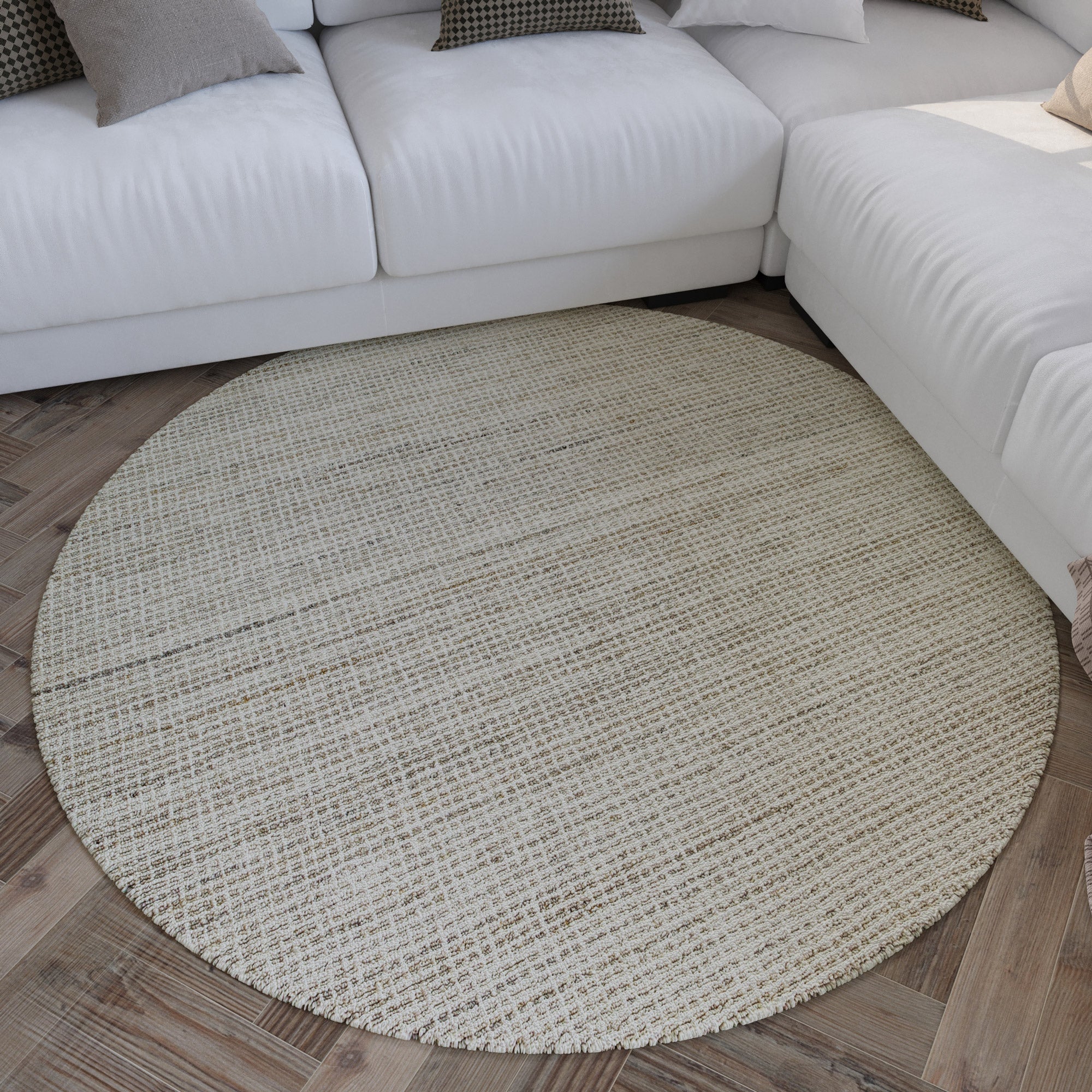 weconhome-hamptons-fourteen-kurzflor-teppich-rund-greige-meliert image 8