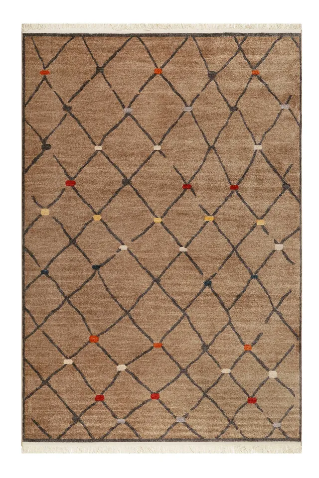 weconhome-march-bonsecours-teppich-braun-kurzflor-b-ware-kelim-muster-120x170-cm image 1