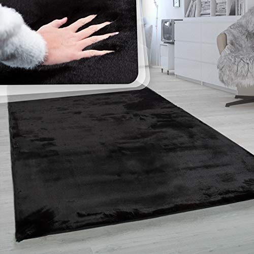paco-home-rabbit-hochflor-teppich-schwarz-100x200-cm-kaninchenfell-imitat image 8