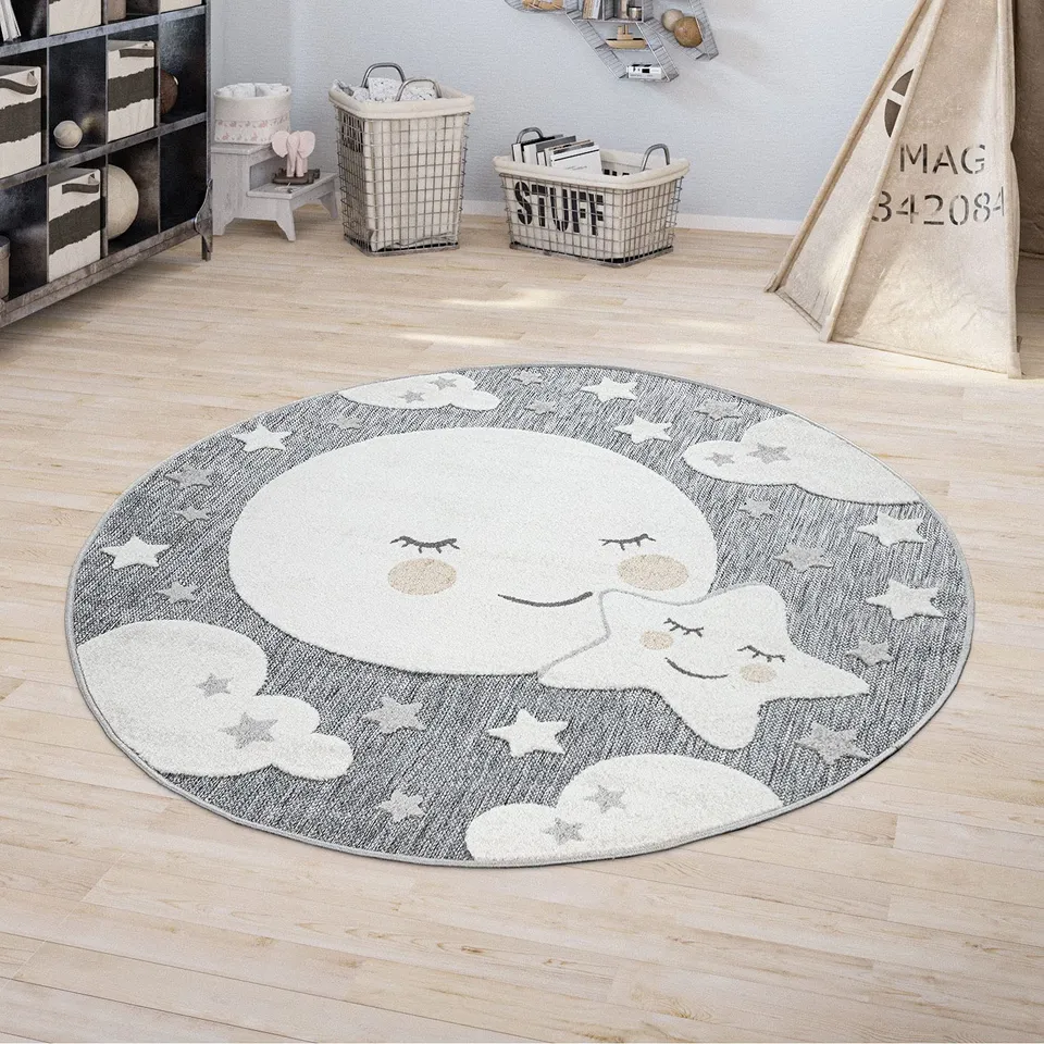paco-home-kinderteppich-mond-grau-rund-120-cm image 1