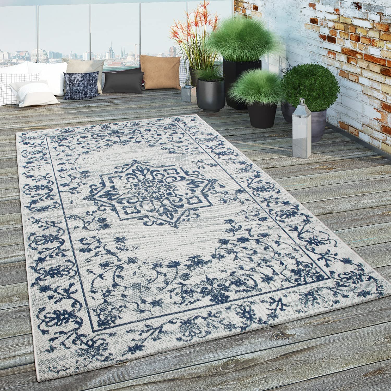 paco-home-outdoor-flachgewebe-teppich-80x150-cm-blau-sisal-optik-geometrisch image 7