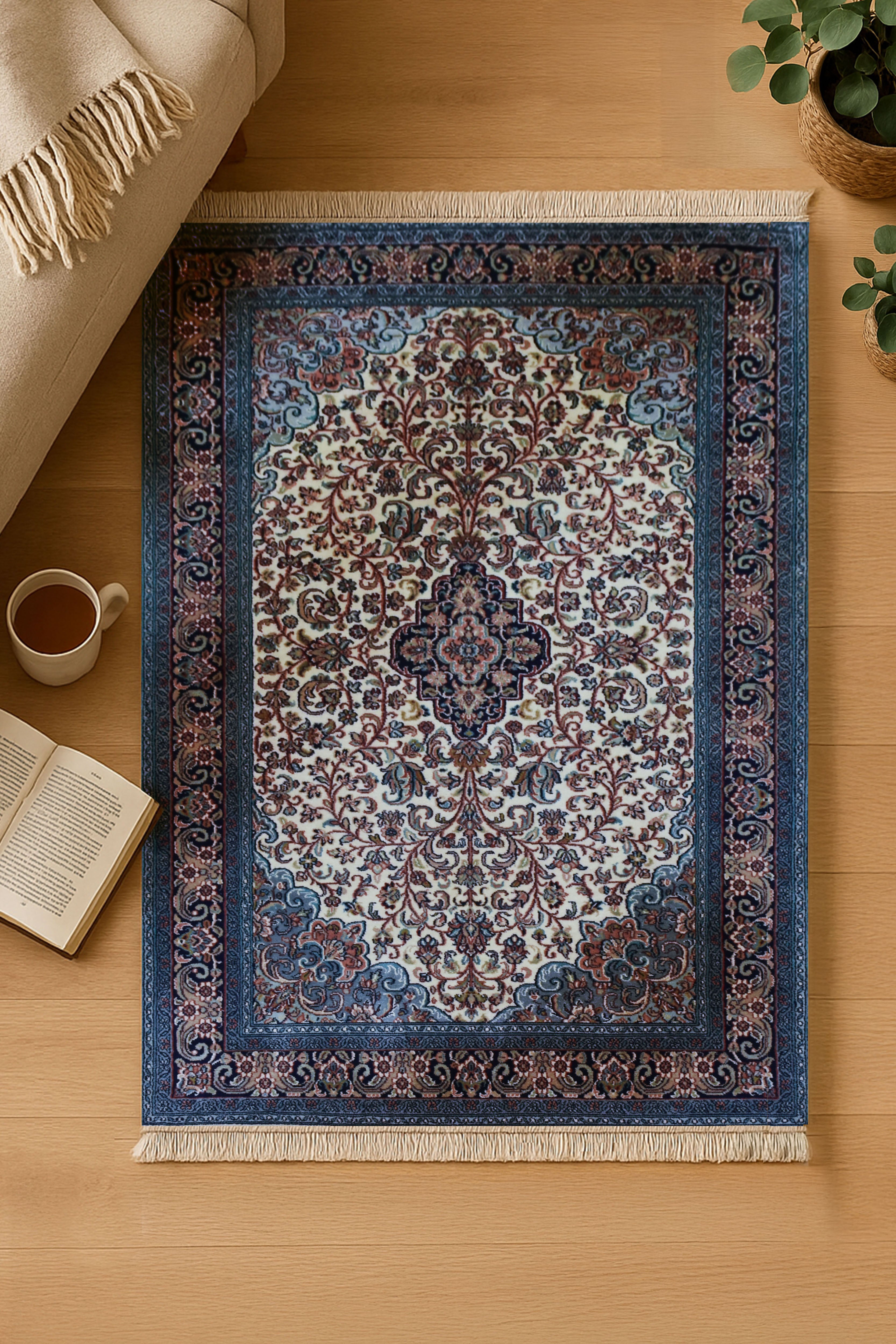 kayoom-kashan-12348-multi-hochflor-teppich-96x149-cm-handgewebt-orient-design image 3