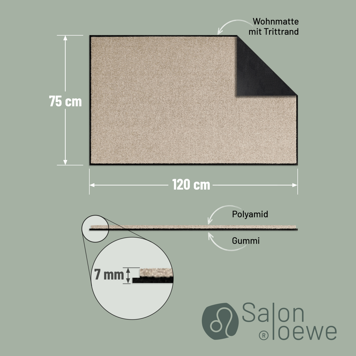 salonloewe-sand-teppich-75-x-120-cm-helle-beige-polyamid-rutschfest-made-in-germ image 3