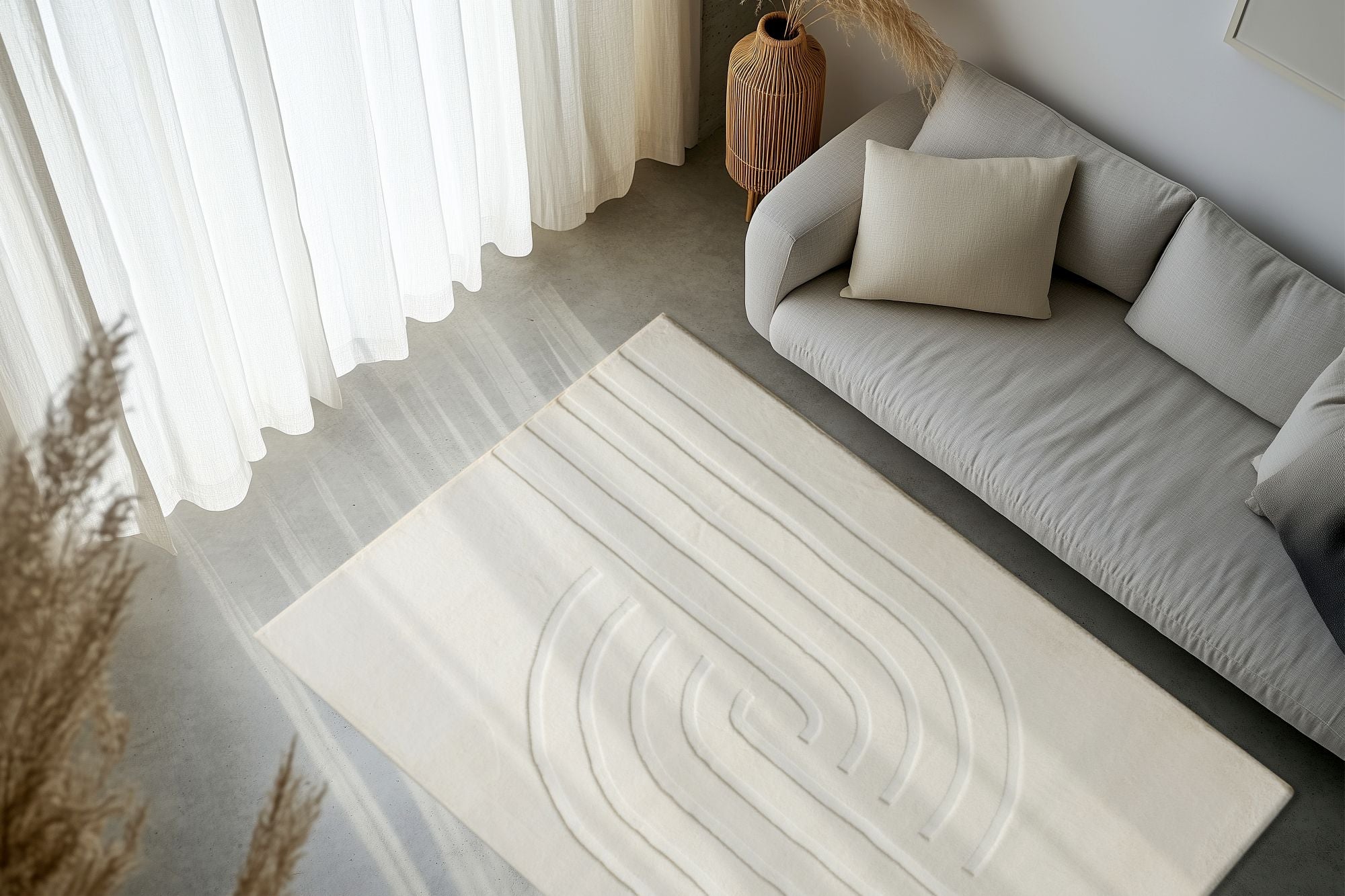 kayoom-peace-725-kurzflor-teppich-weicher-19-mm-flor-in-creme-grau-oder-taupe image 5