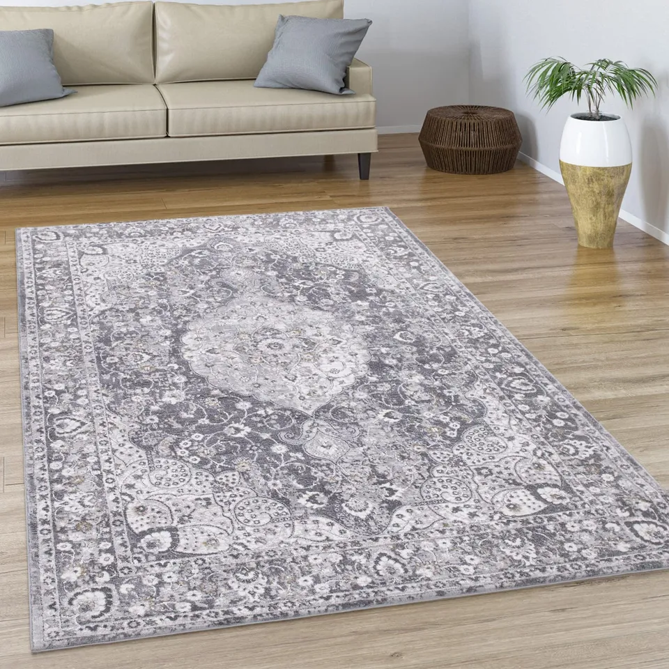 paco-home-teppich-120x170-grau-vintage-oriental-kurzflor image 1