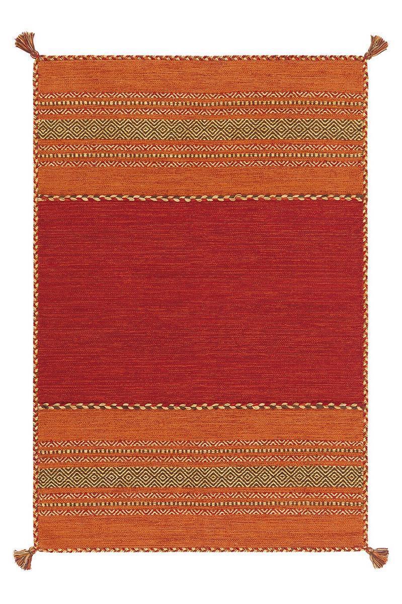 kayoom-navarro-2920-baumwollteppich-flachflor-mit-streifenmuster-und-quasten image 1