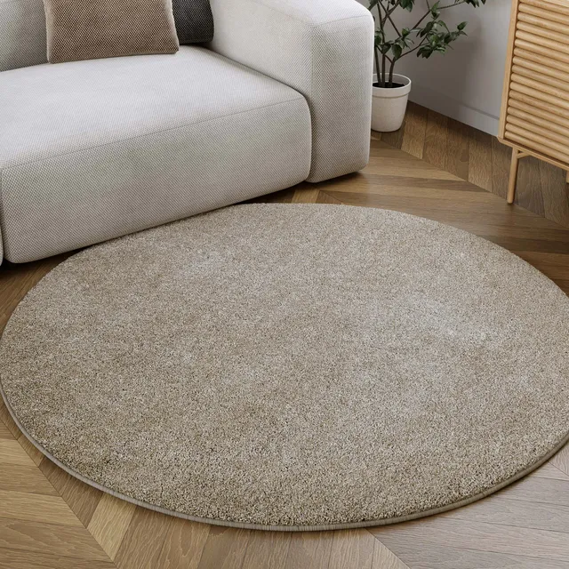 homie-living-manta-kurzflor-teppich-rund-sand-beige image 1