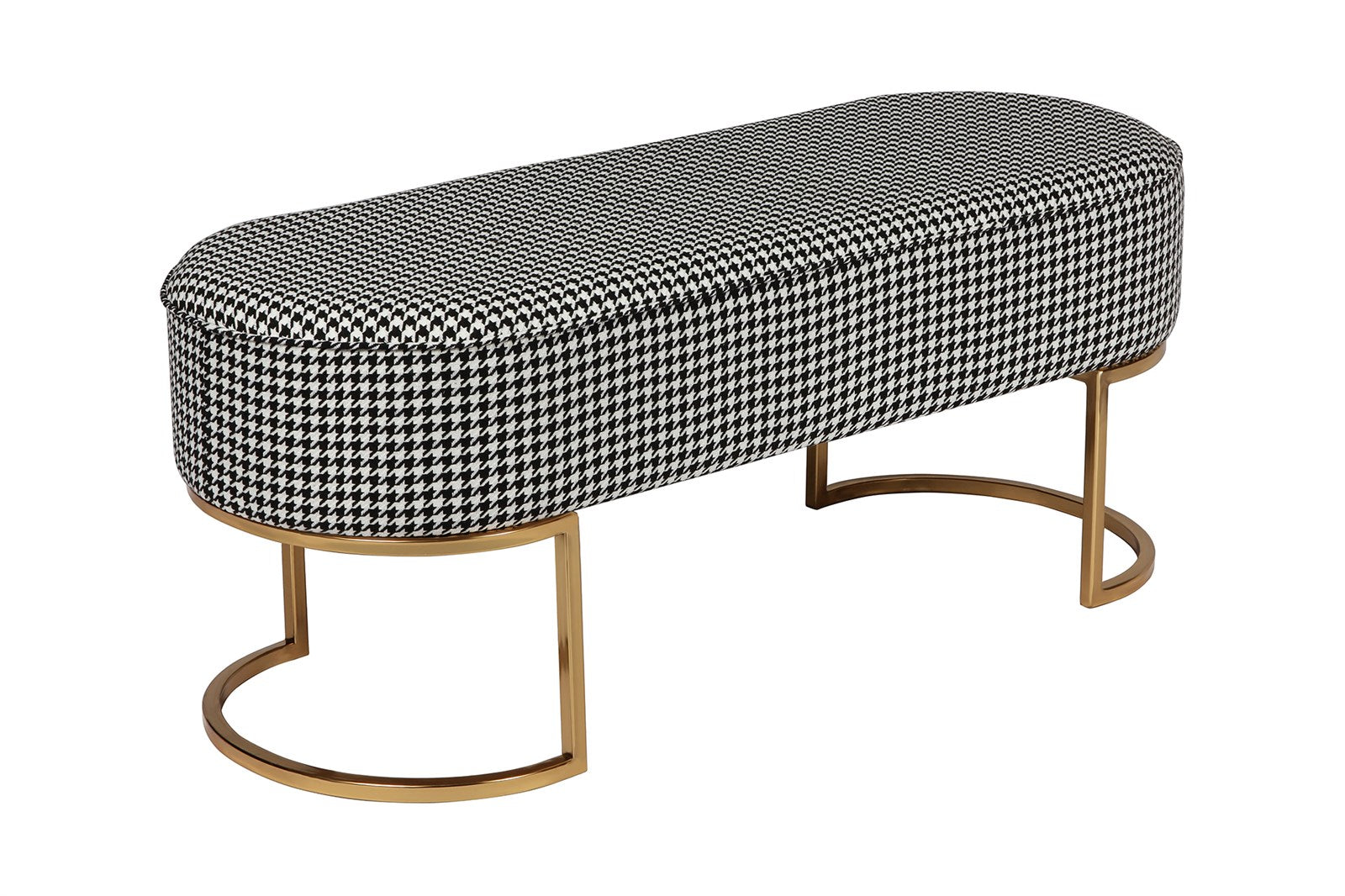kayoom-sitzbank-athea-125-elegante-bank-im-hahnentrittmuster-goldene-metallbeine image 3
