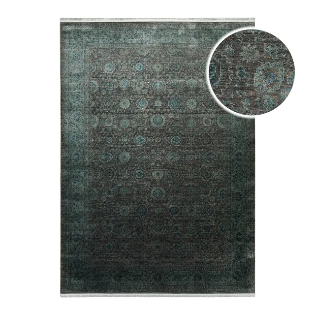 weconhome-lunasilk-vintage-kurzflorteppich-gr-n-grau image 1