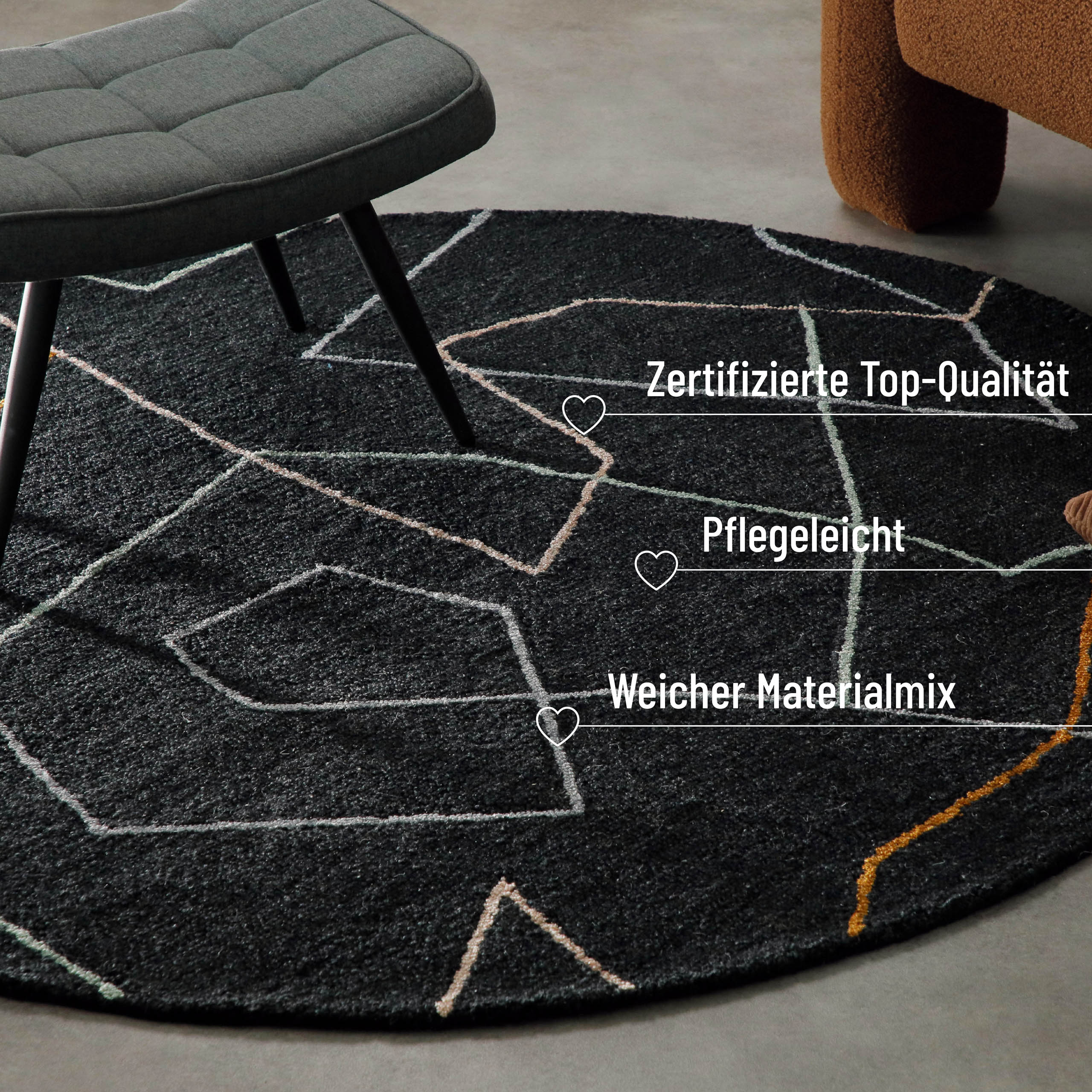 weconhome-kurzflorteppich-rund-anthrazit-schurwolle-nox-handgetuftet image 4